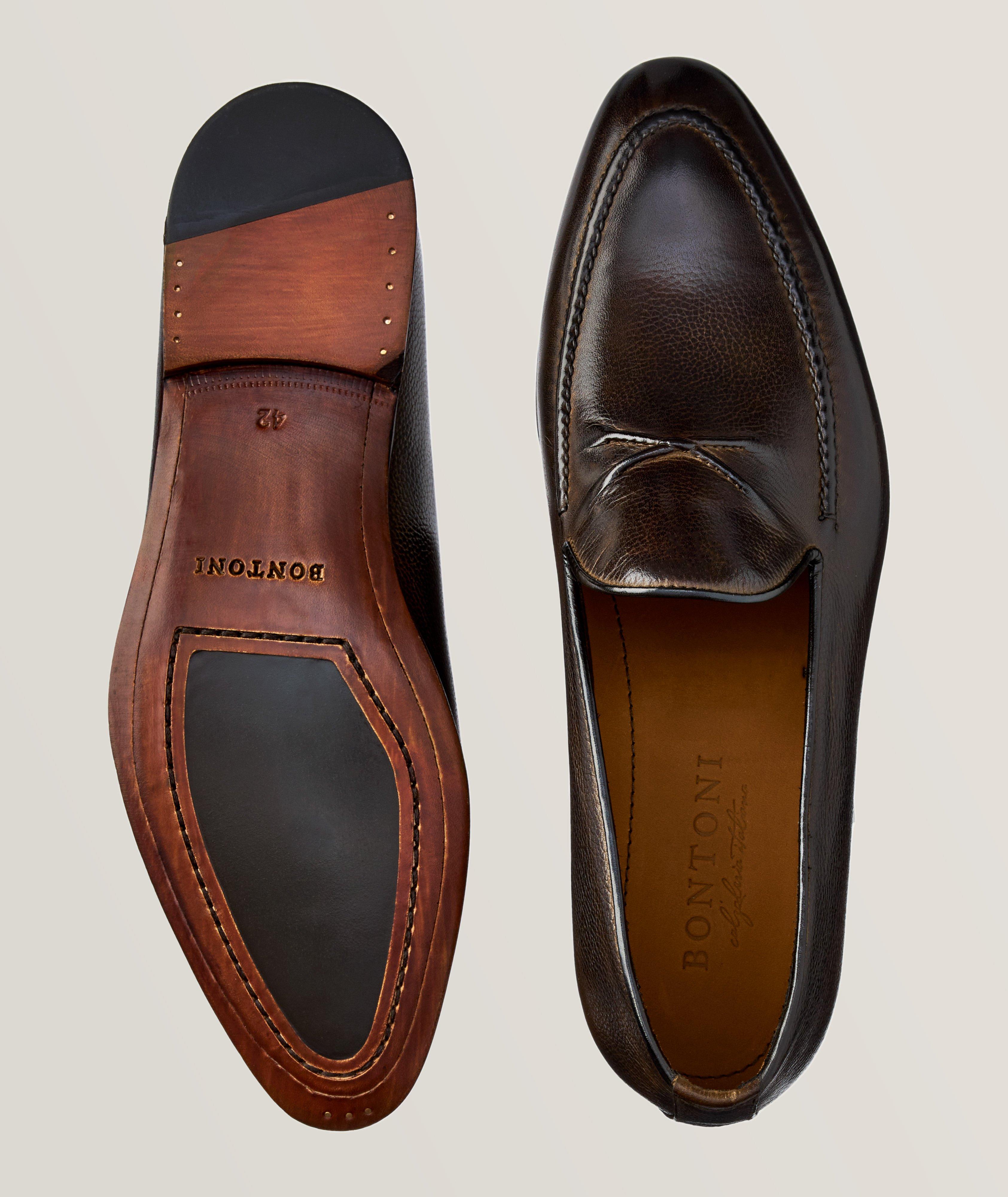 Bontoni De Bustis Pinched Vintage Grain Leather Loafers | Dress Shoes ...