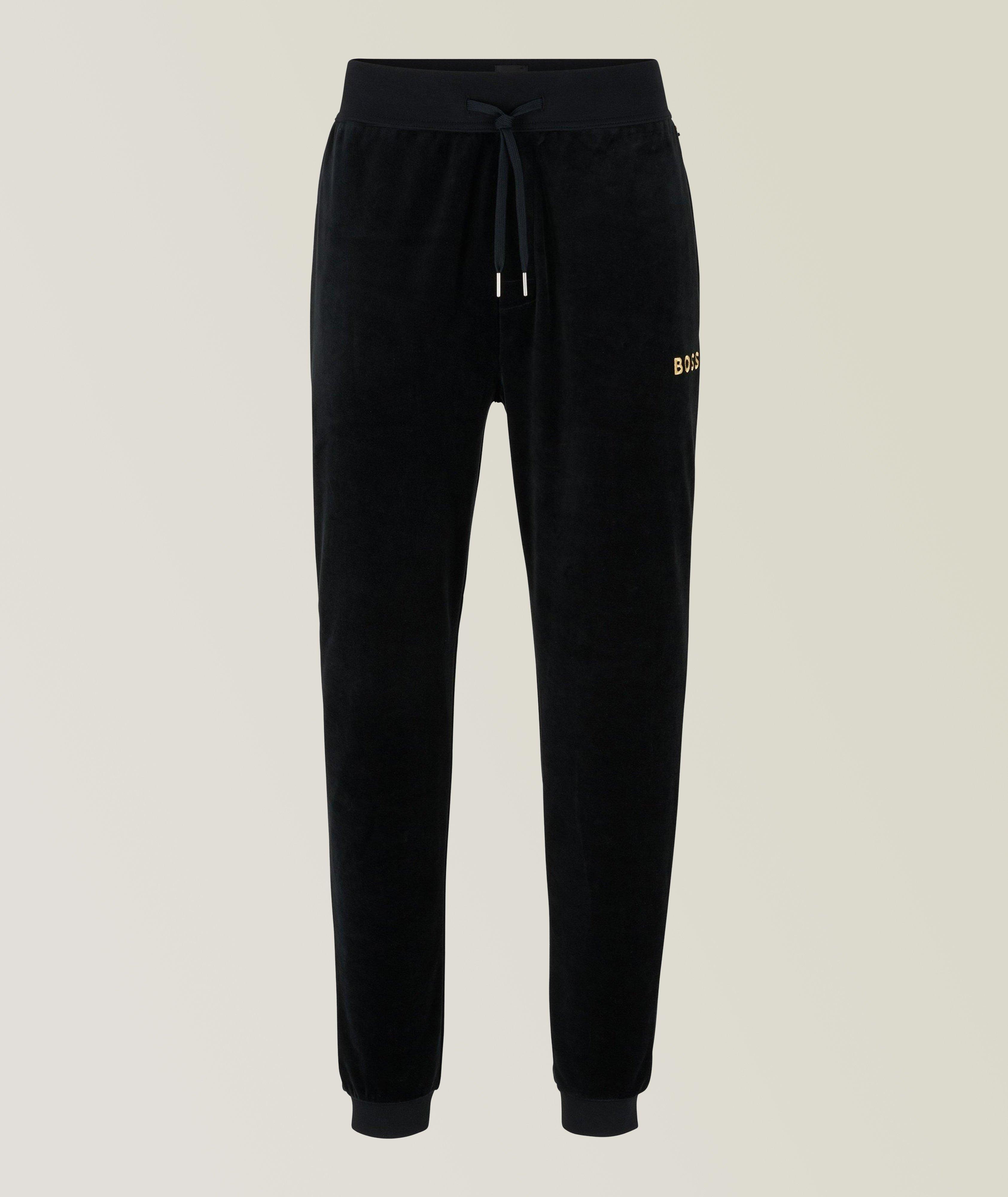 Cotton-Blend Velour Embroidered Joggers image 0