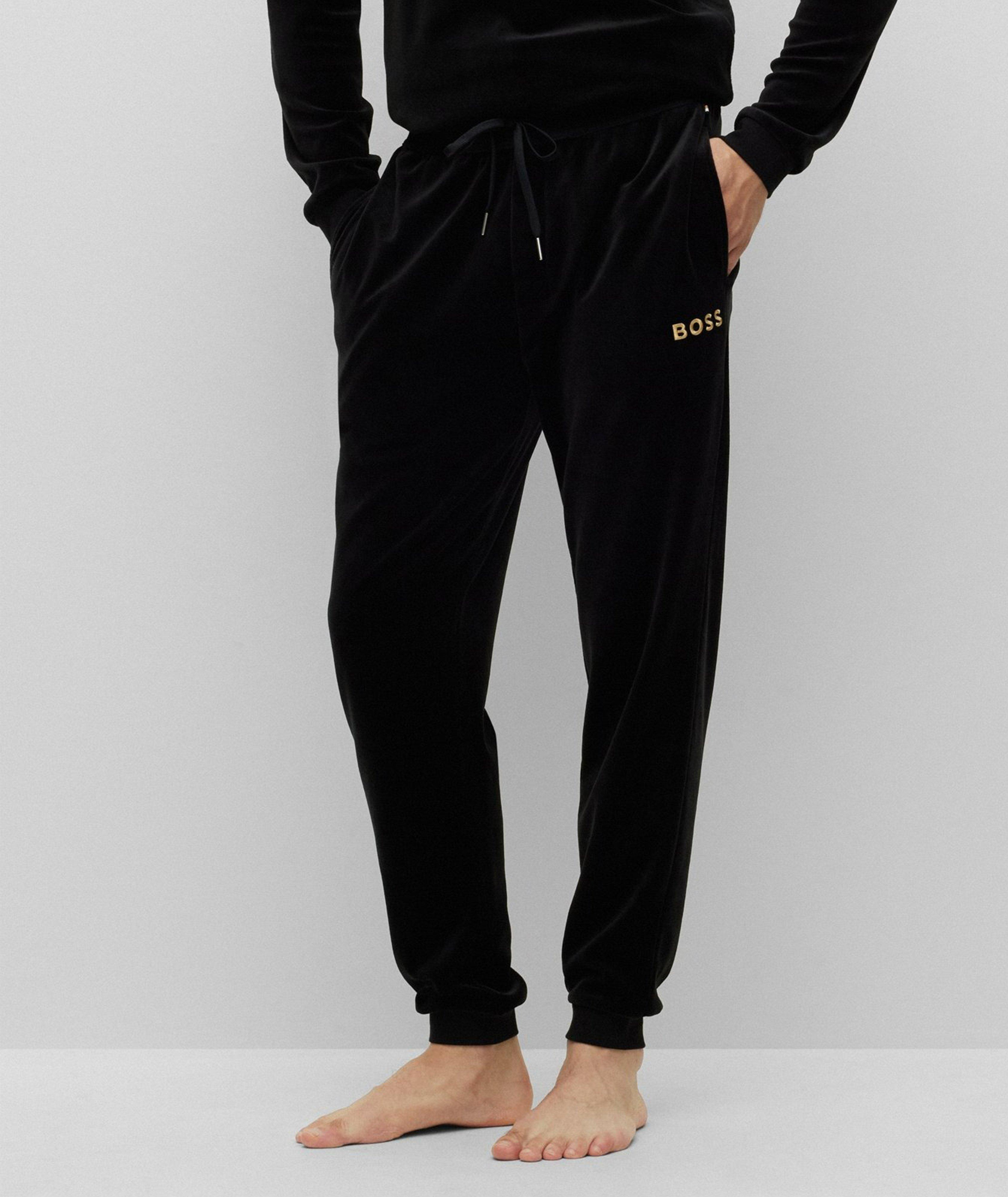 Cotton-Blend Velour Embroidered Joggers image 1