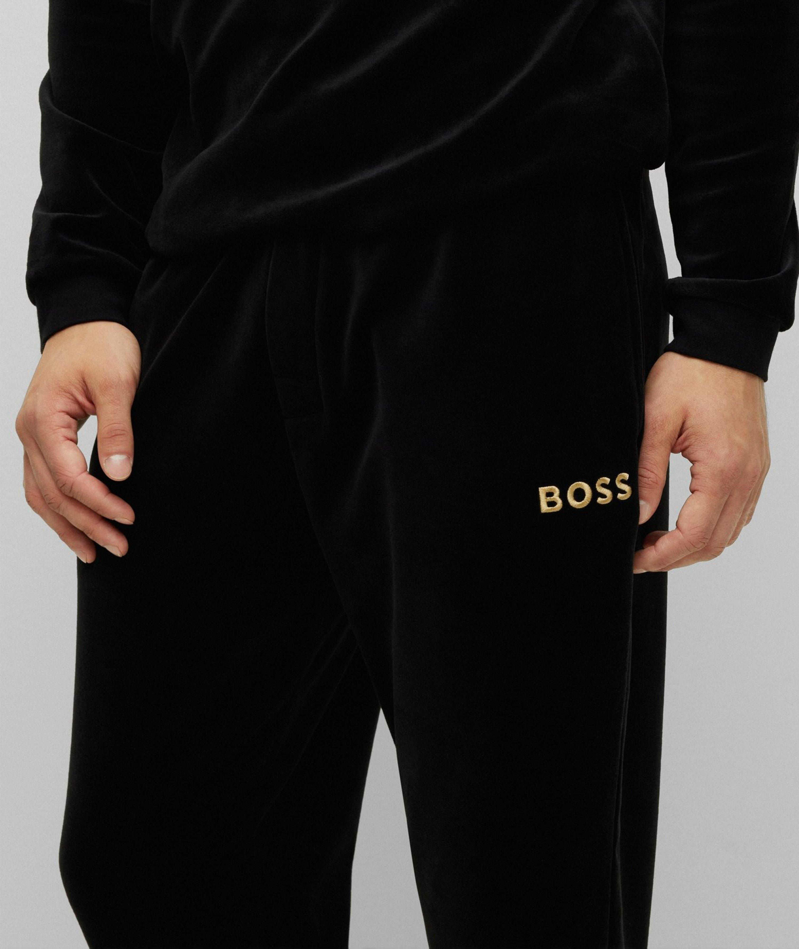Cotton-Blend Velour Embroidered Joggers image 3