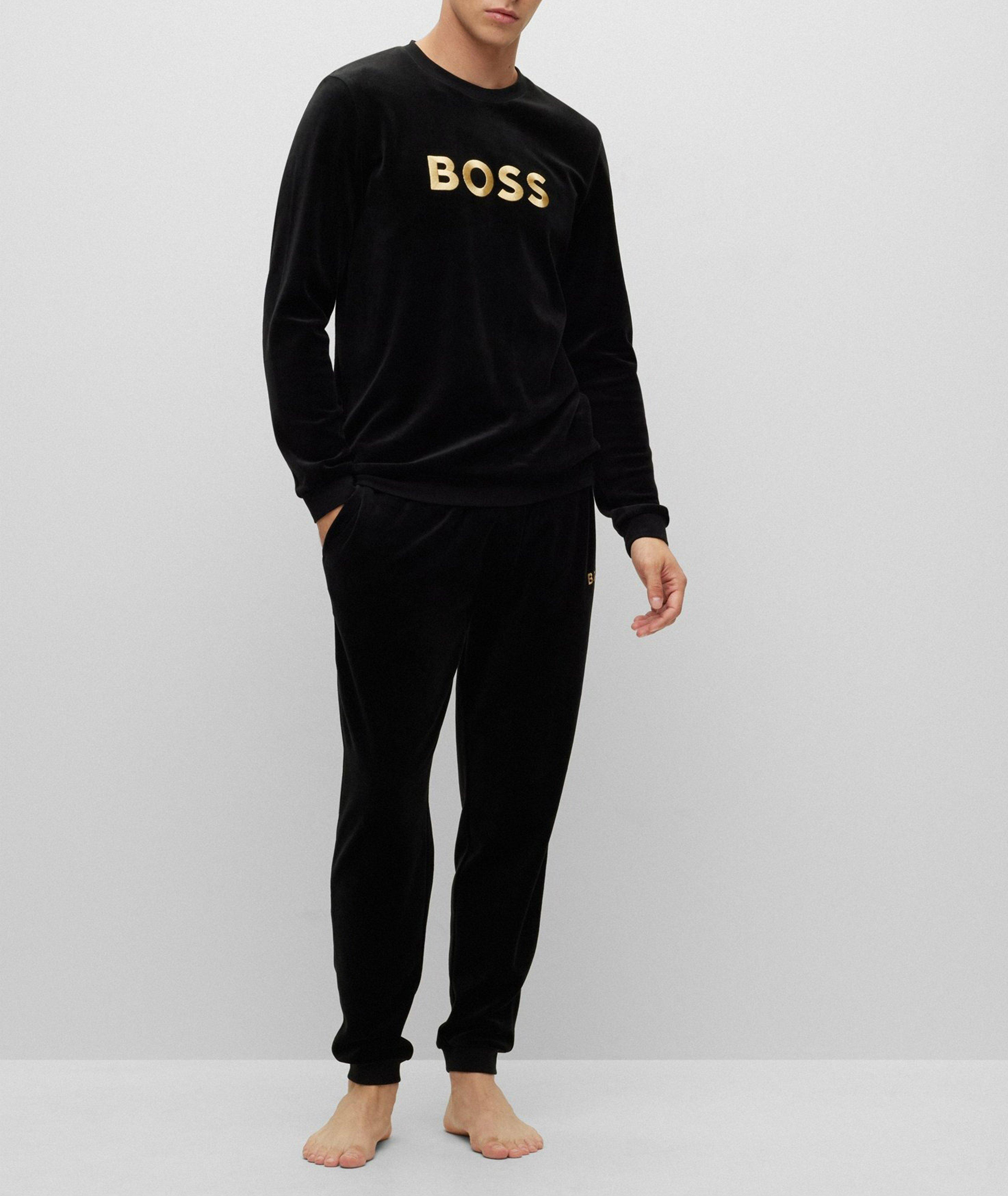 Cotton-Blend Velour Embroidered Joggers image 4