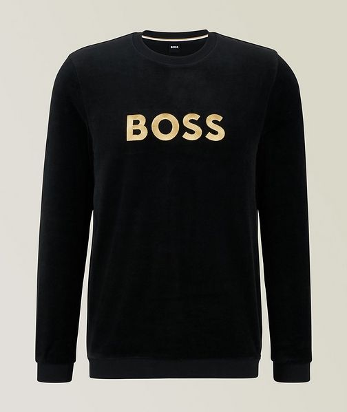 BOSS Cotton-Blend Velour Embroidered Logo Sweatshirt