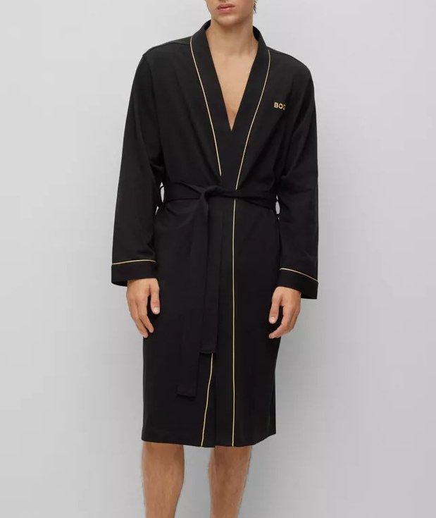 Contrast Piping Logo Embroidered Kimono Robe image 1
