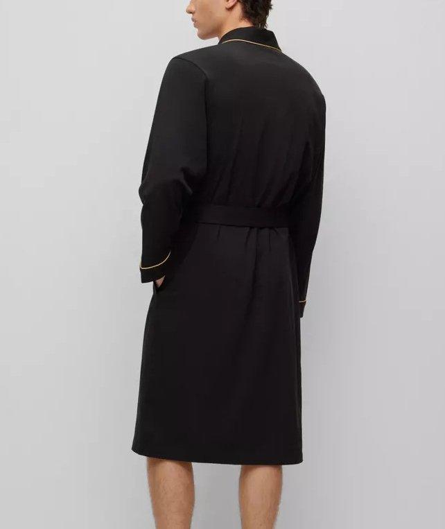 Contrast Piping Logo Embroidered Kimono Robe image 2