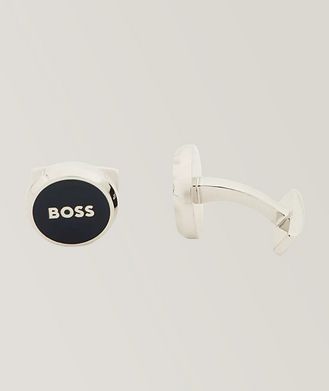 BOSS Logo Embossed Round Cufflinks