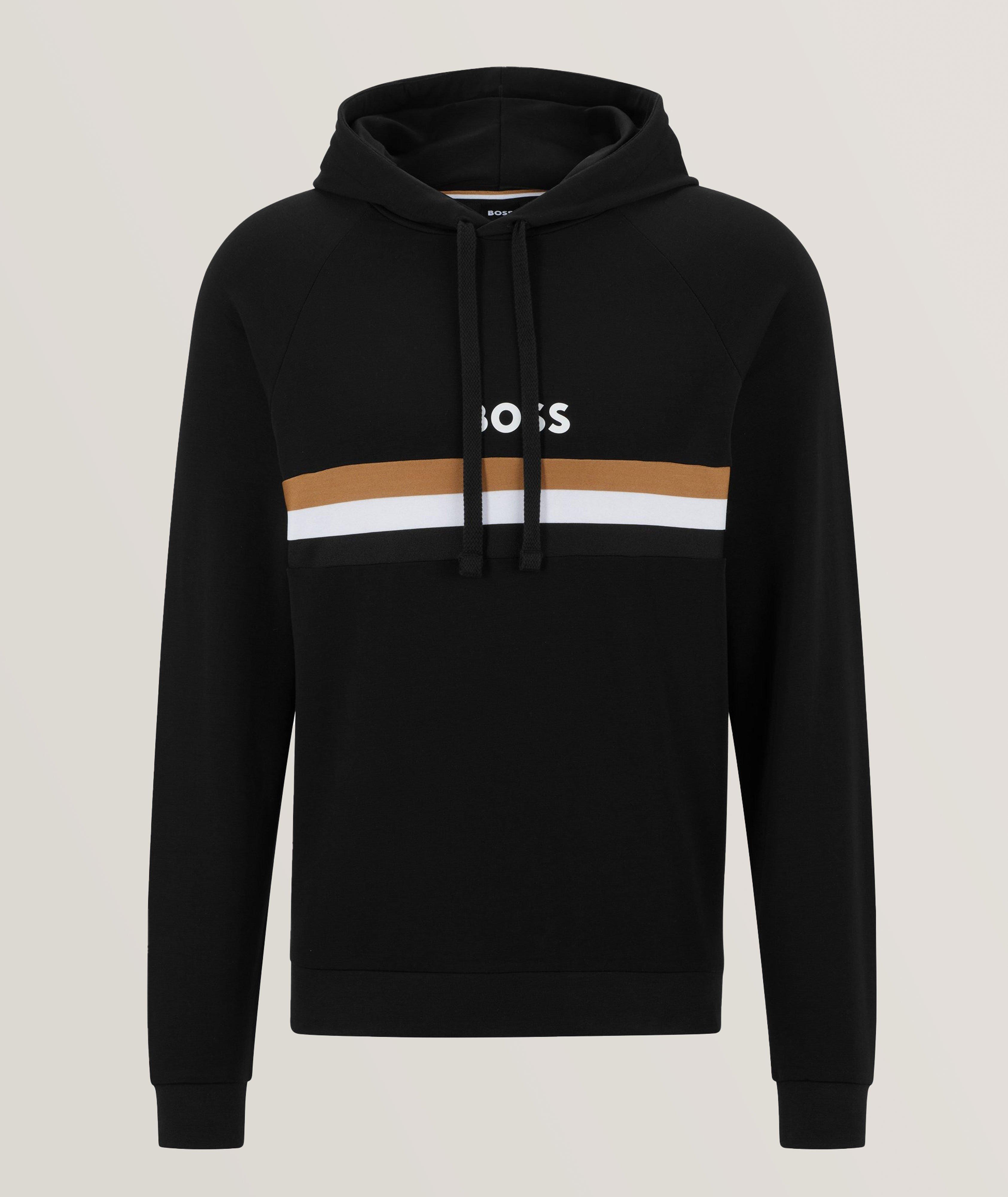 Large Logo Stripe Stretch-Cotton Fashion Hooded Sweater image 0