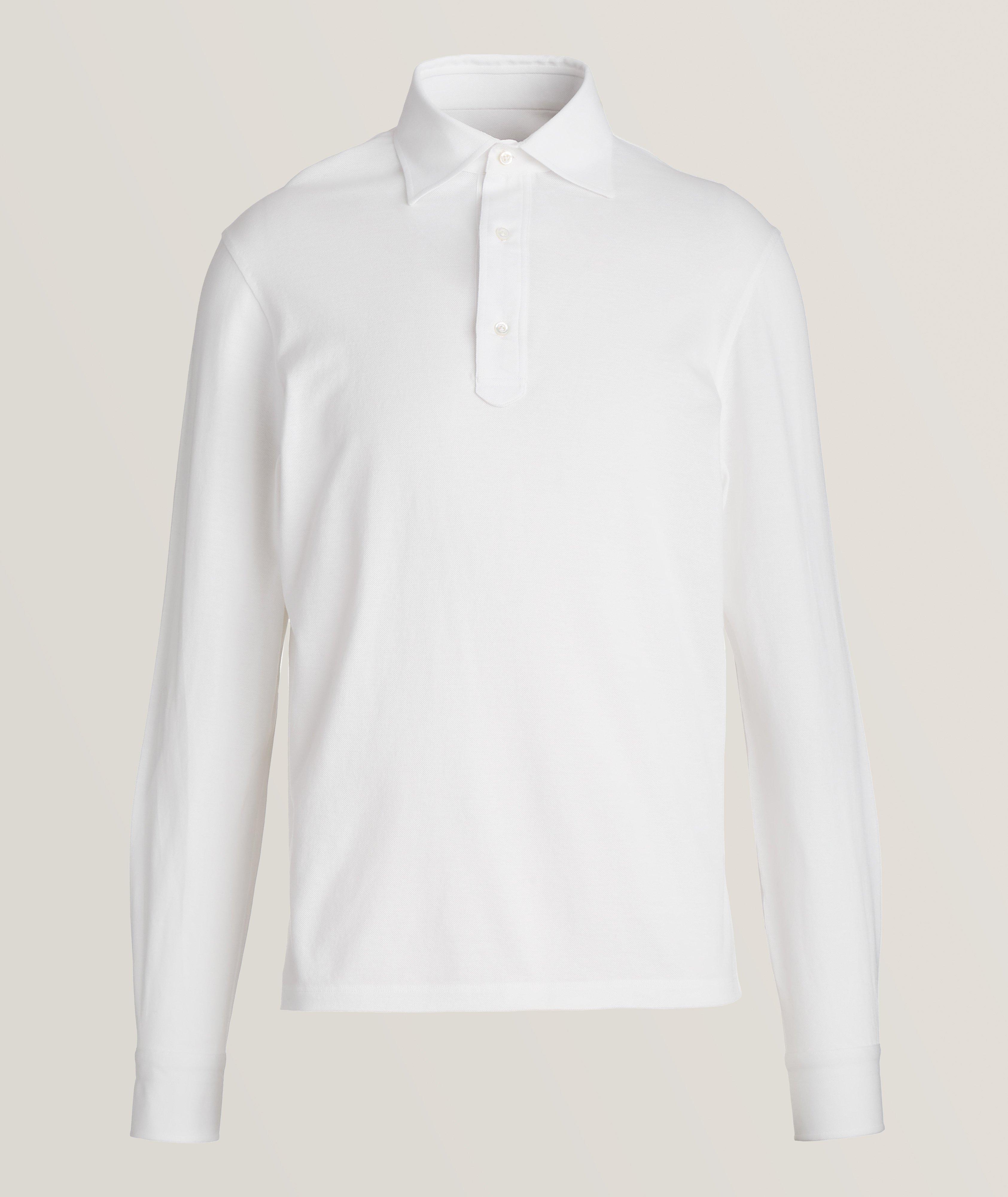 Long-Sleeve Cotton Pique Polo  image 0