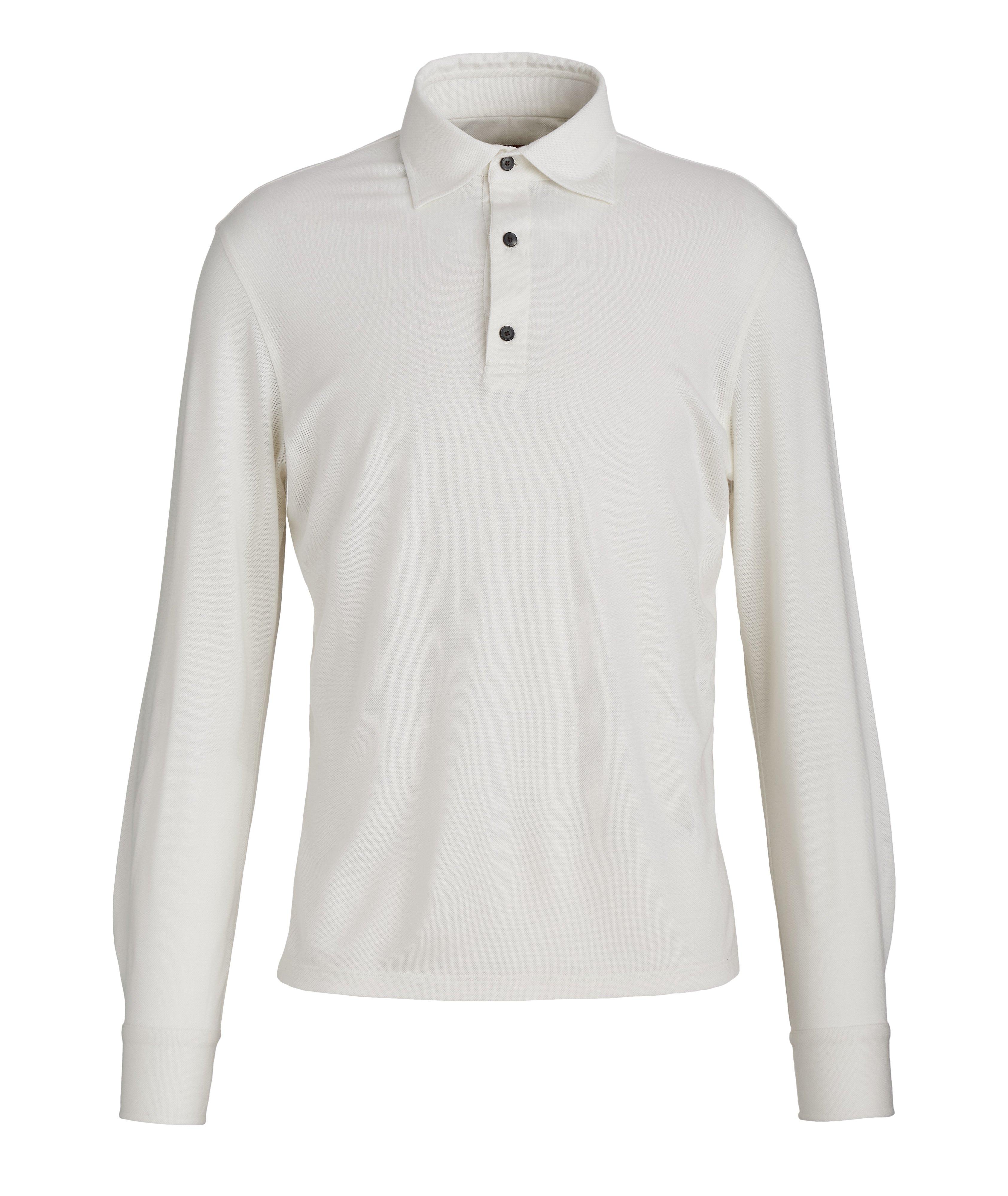 Wool Piqué Long Sleeve Polo image 0