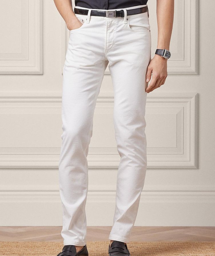 Slim Fit Stretch-Cotton Twill Five-Pocket Pants image 1