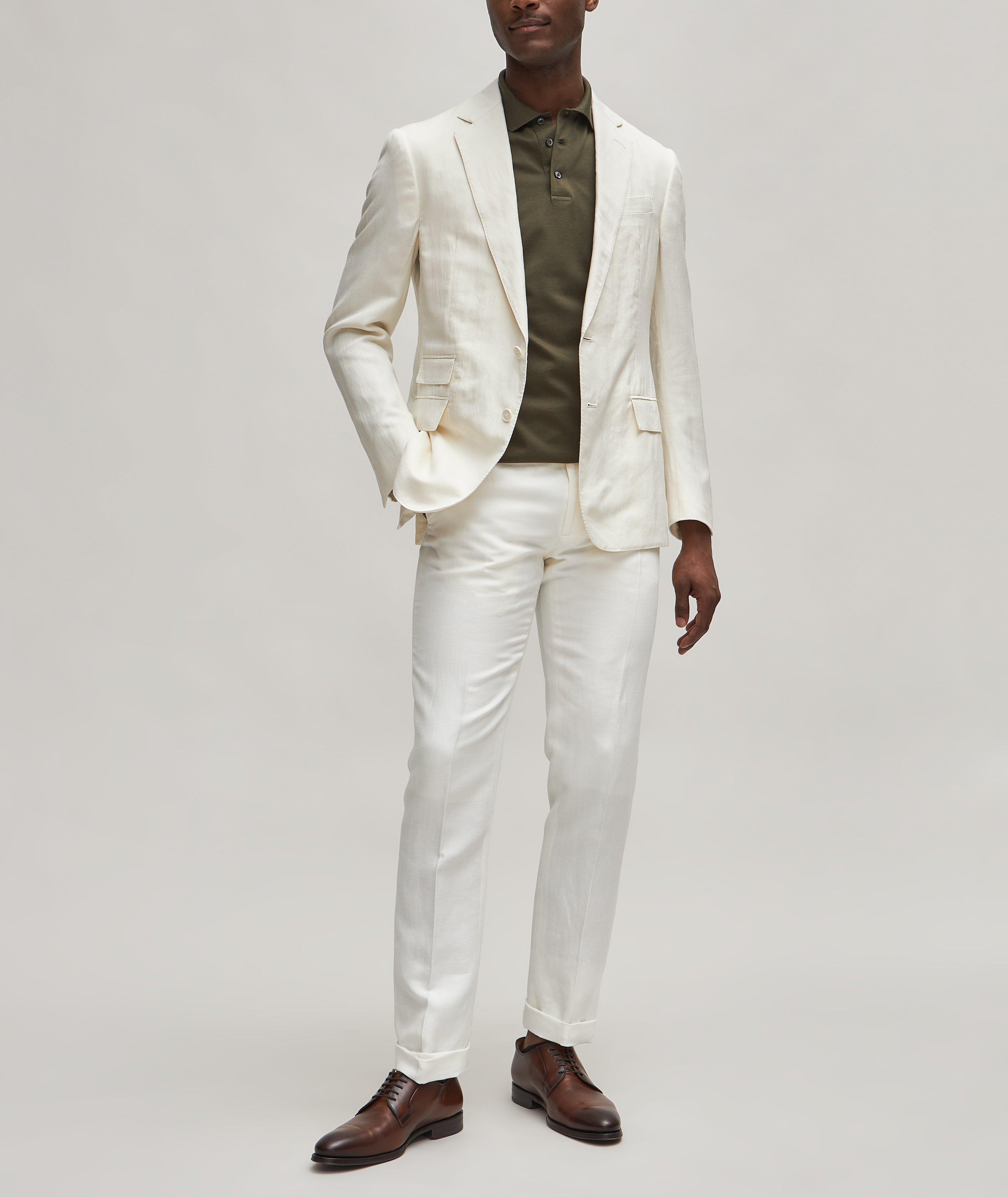 Gregory Herringbone Cotton-Linen Dress Pant image 1