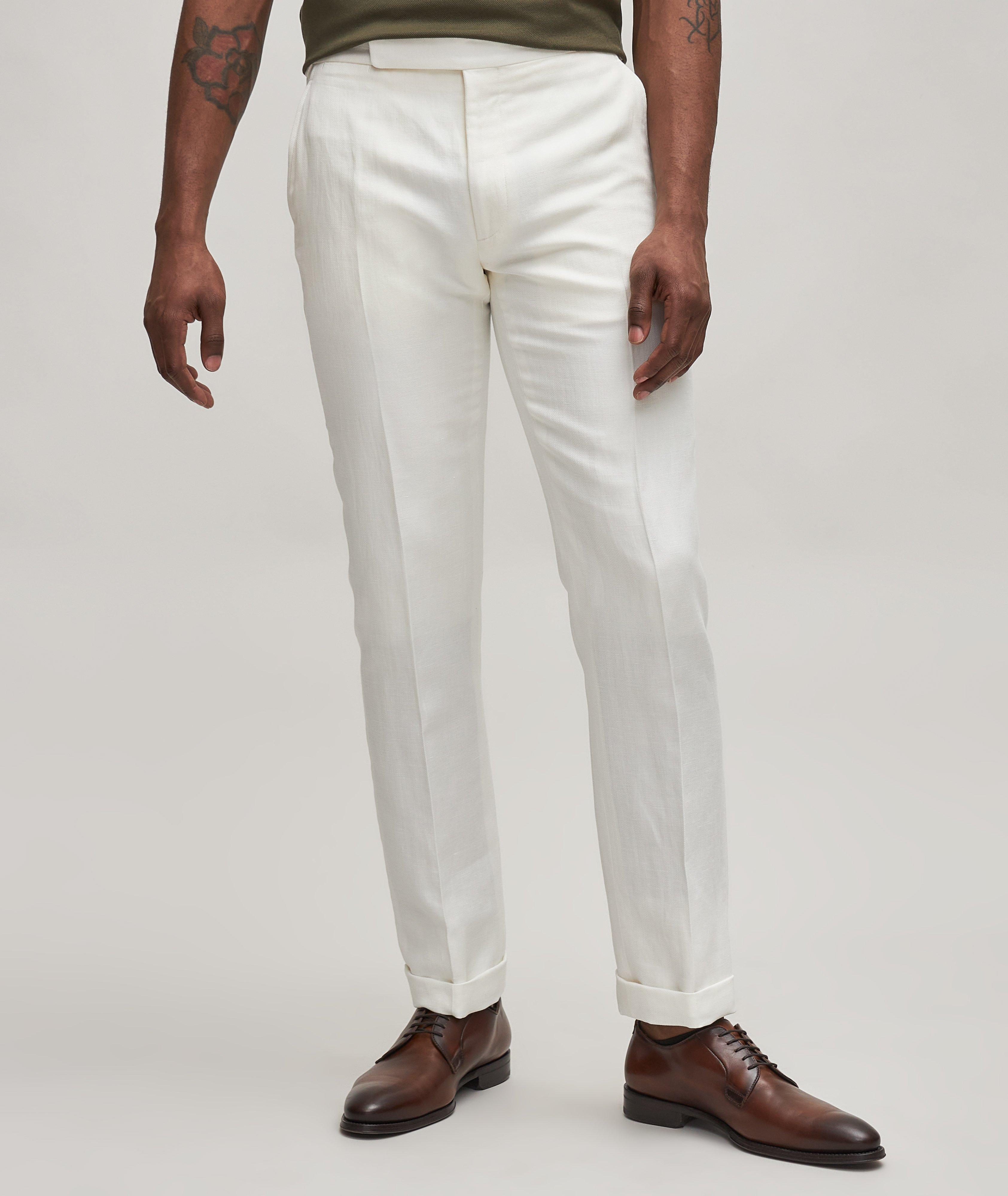 Gregory Herringbone Cotton-Linen Dress Pant image 2