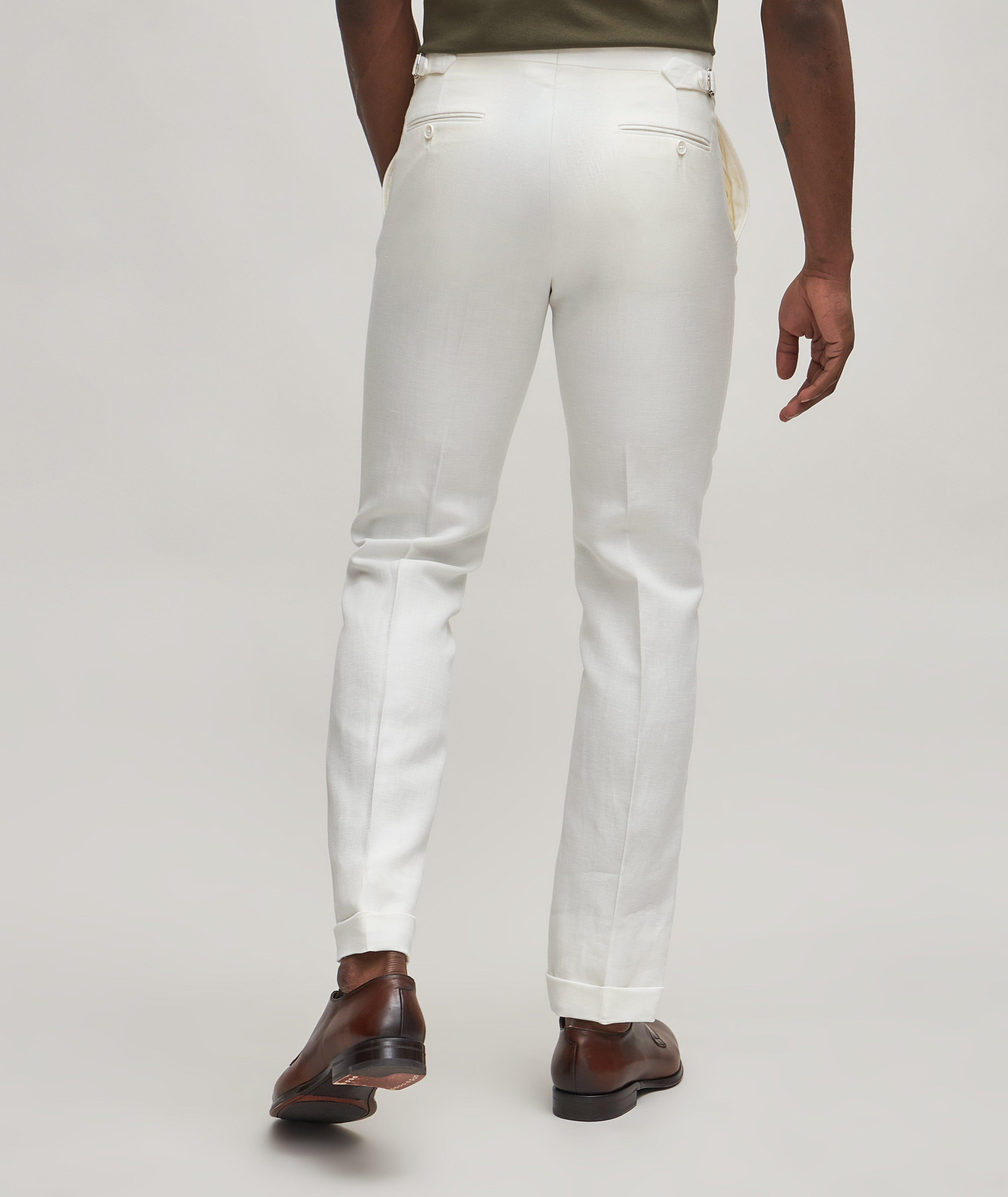 Gregory Herringbone Cotton-Linen Dress Pant image 3