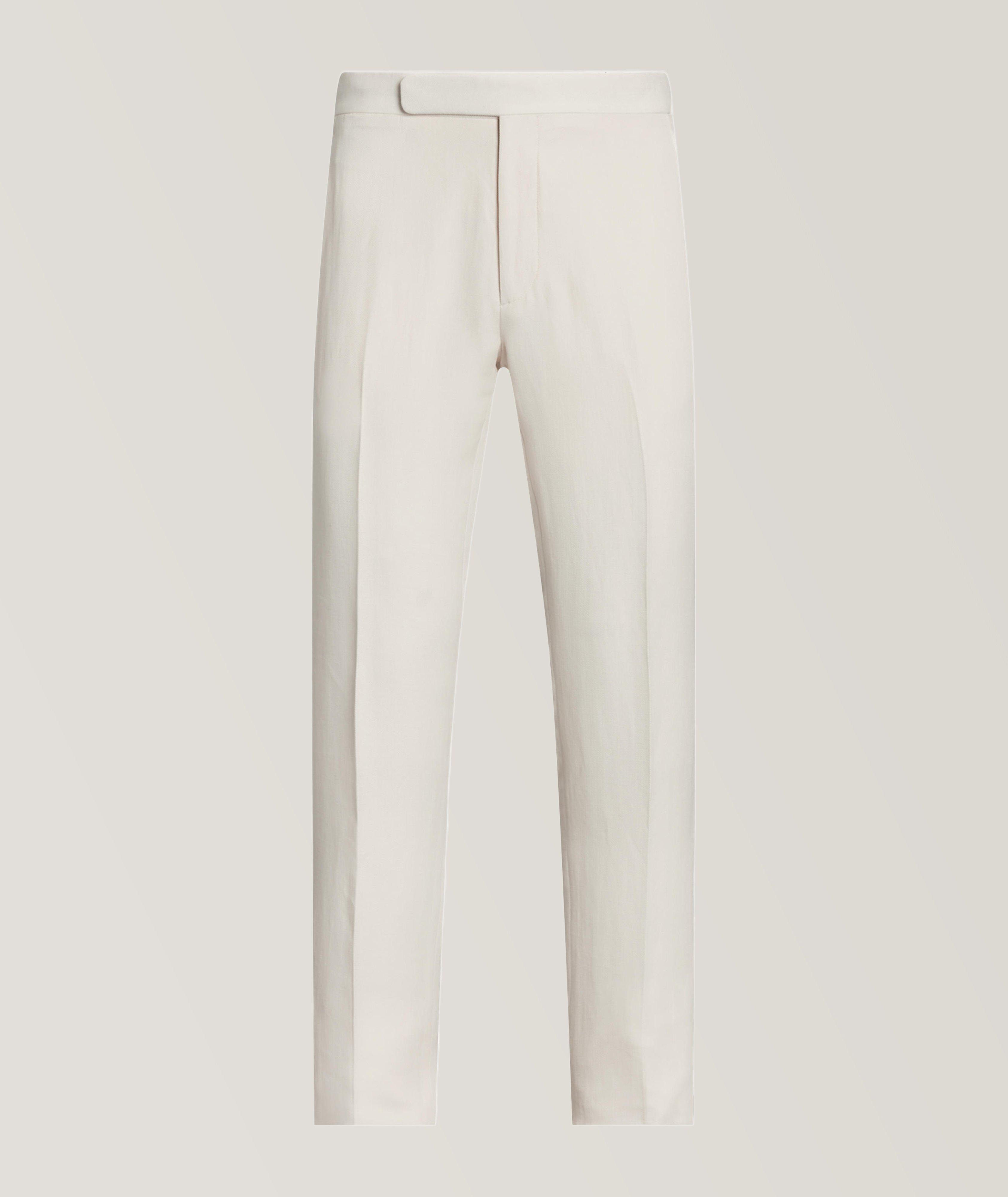 Gregory Herringbone Cotton-Linen Dress Pant image 0