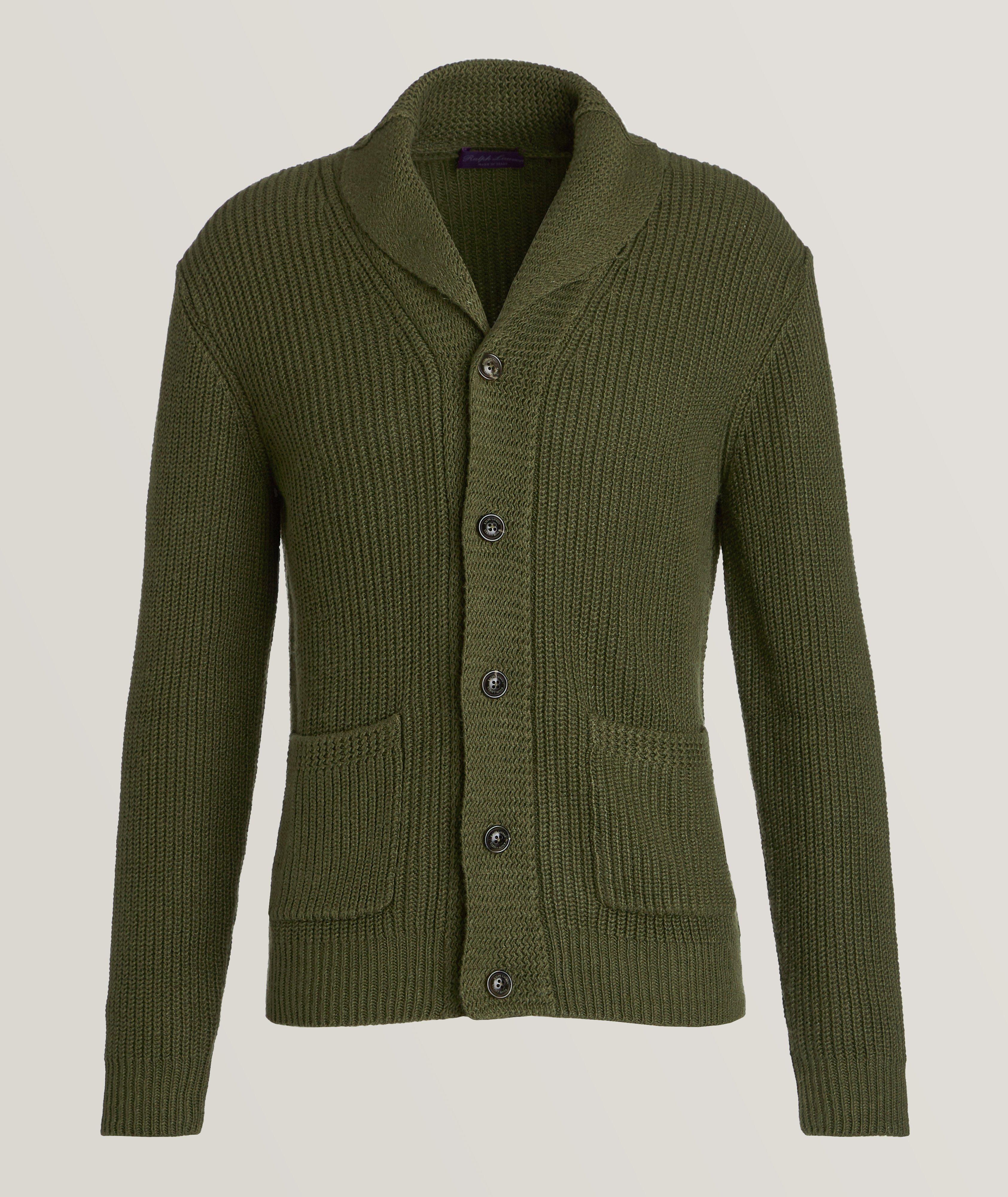 Ralph Lauren Purple Label Cardigan en soie et en lin à col châle