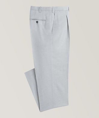 Kiton Melange Linen-Cotton Pleated Dress Pants
