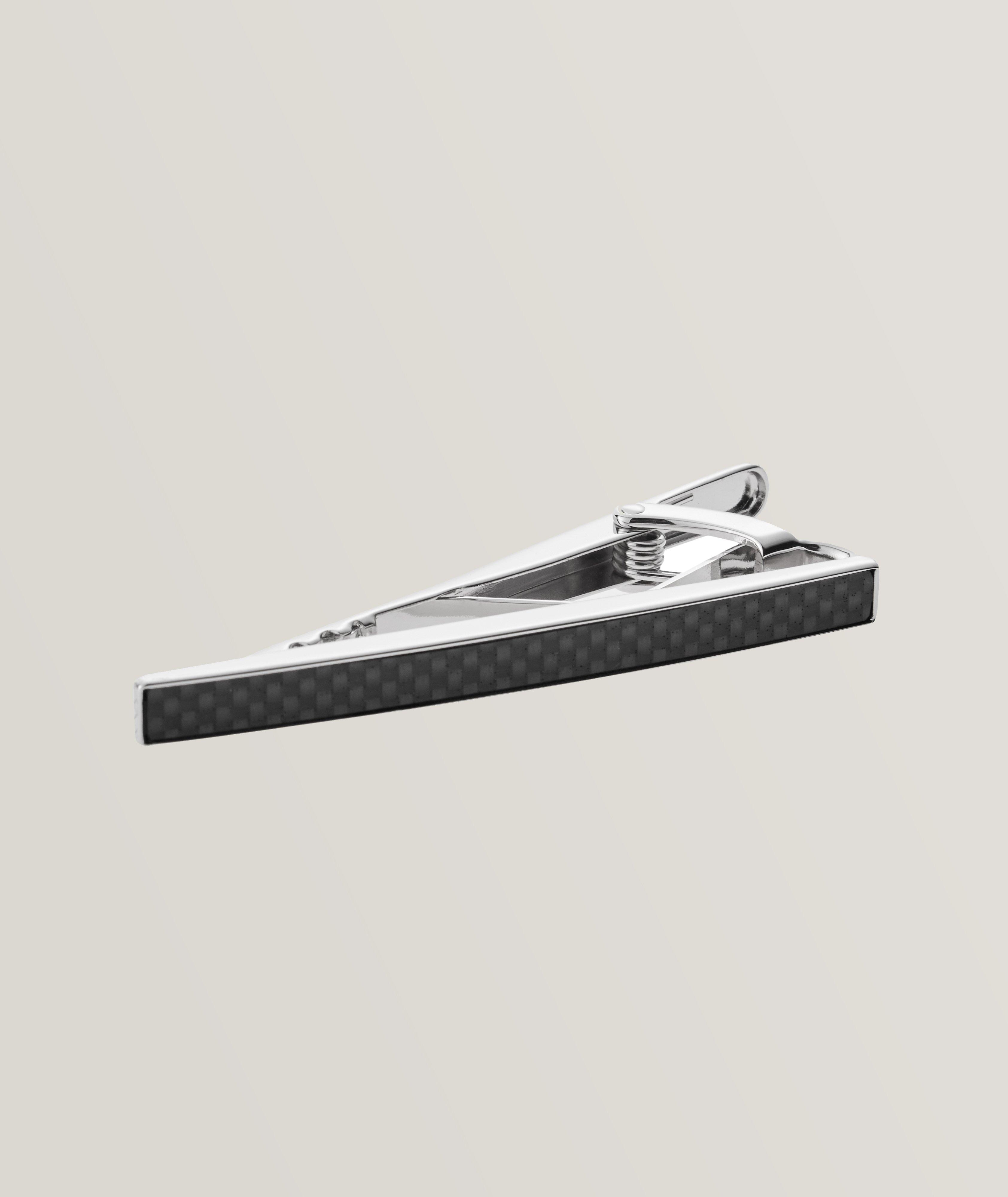 Rhodium Carbon Fibre Tie Clip image 0