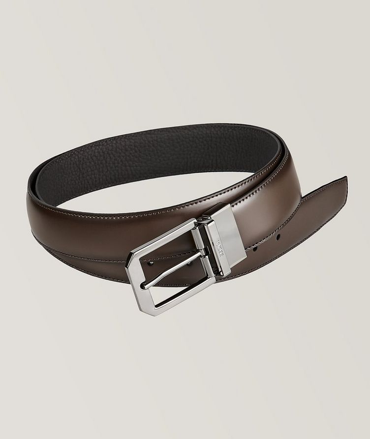 Two-Tone Reversible Leather Enamel Pin-Buckle Belt image 0