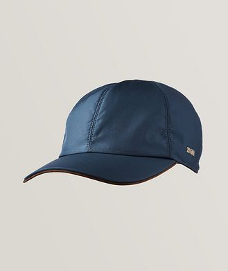ZEGNA Leather Trim Metallic Logo Embossed Baseball Cap