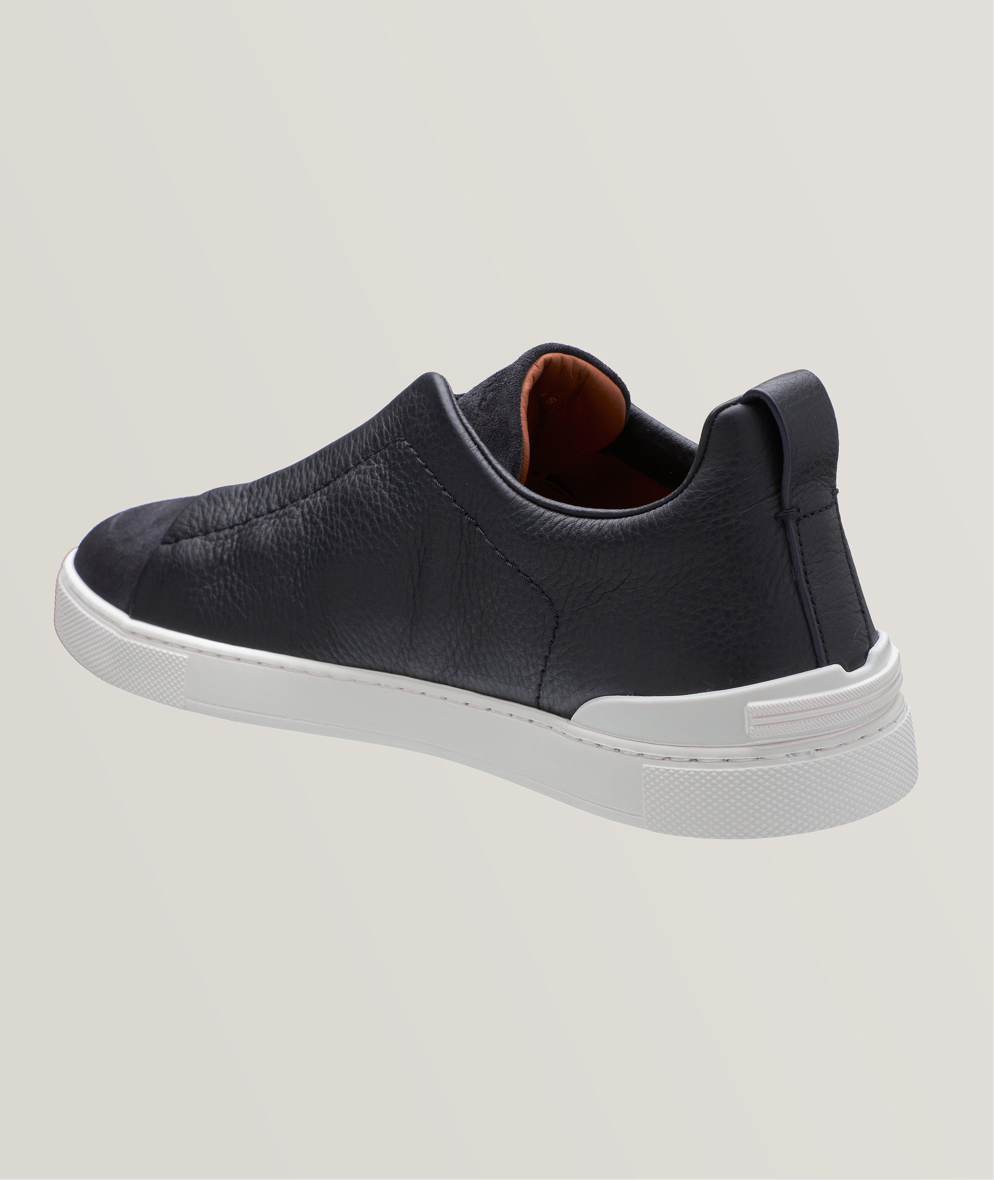 Pebbled Leather Triple Stitch Sneakers image 1