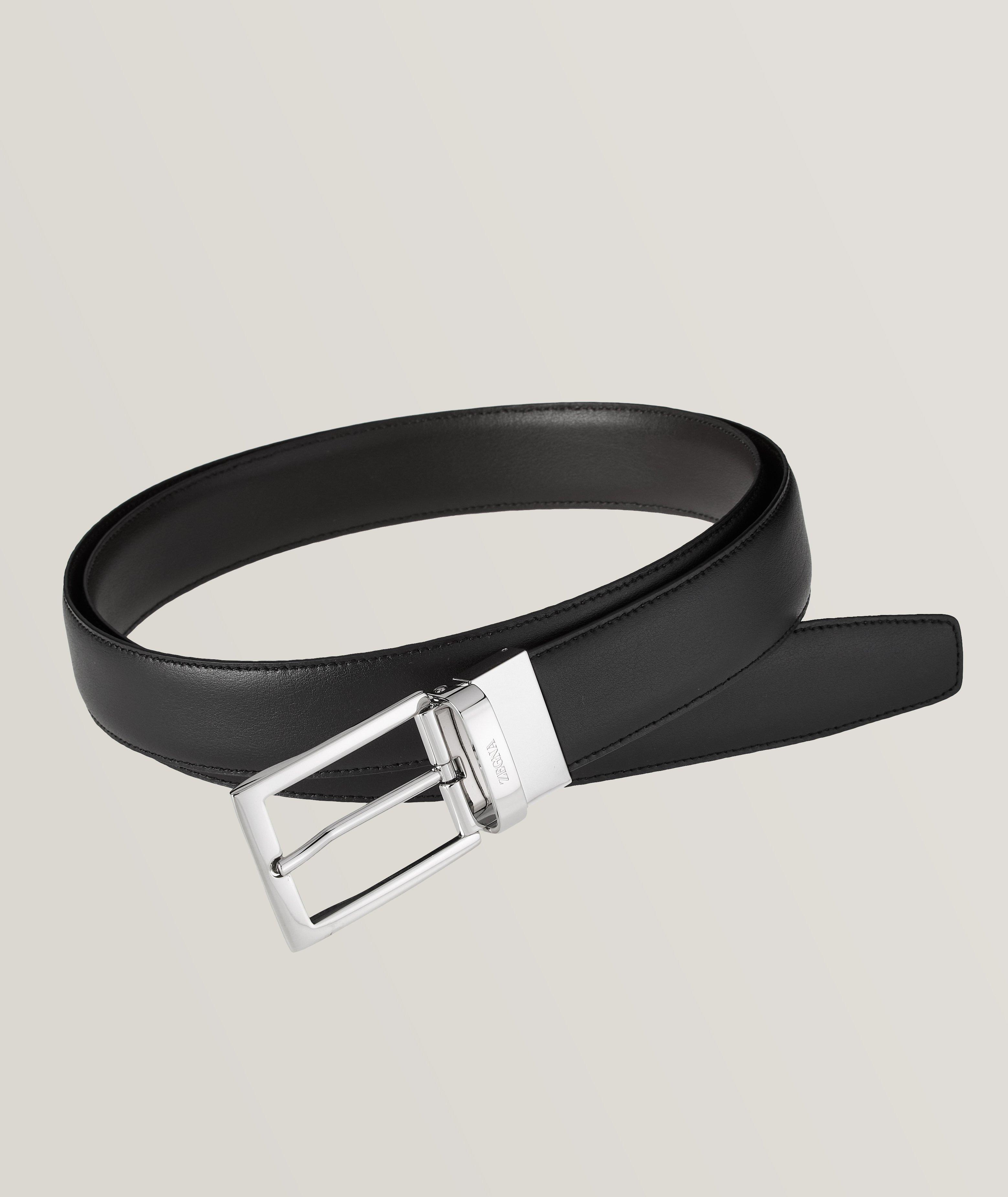 Reversible Leather Square Pin-Buckle Belt image 0