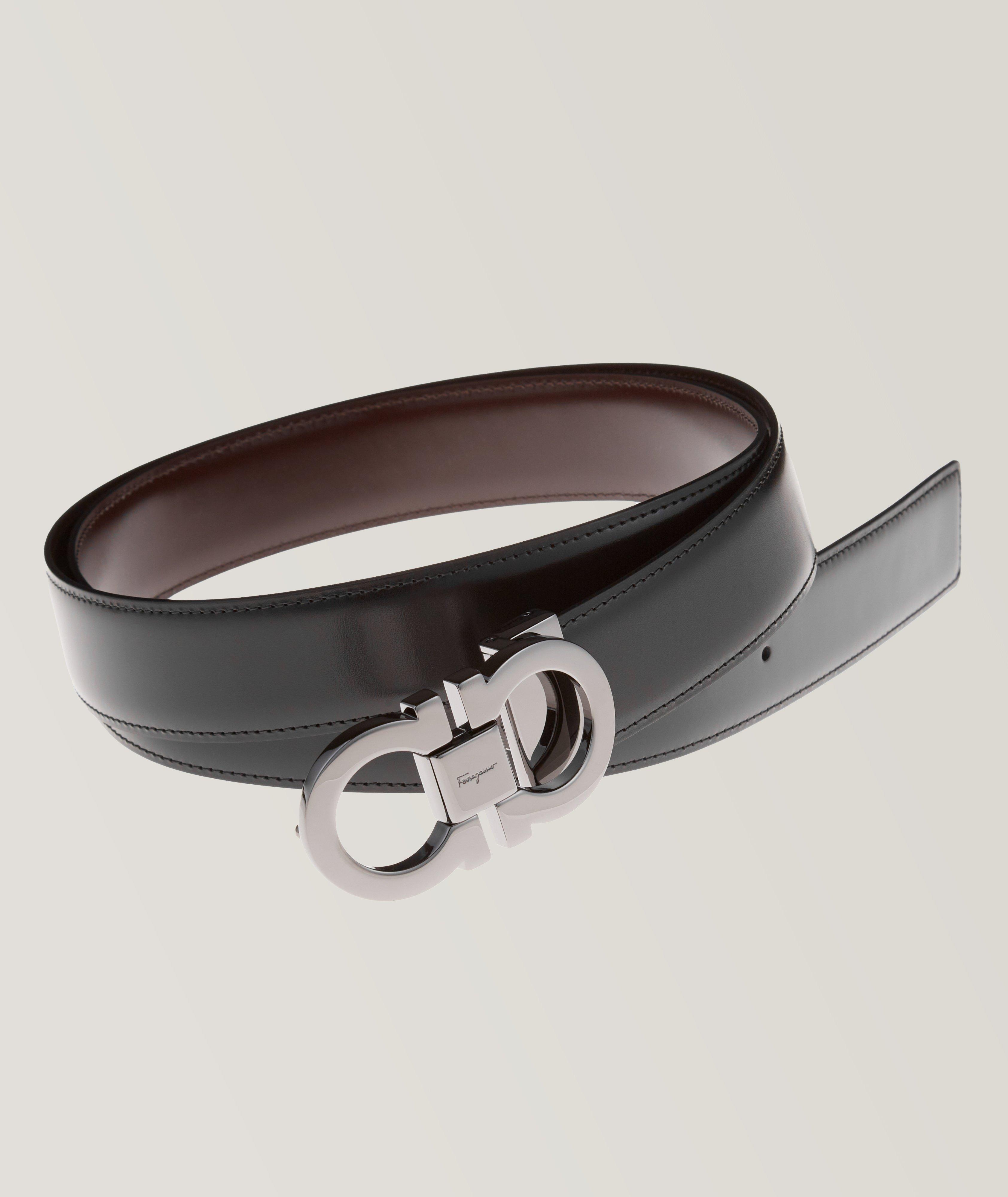 Double Gancini Reversible Leather Belt