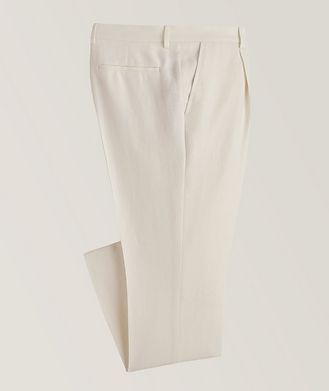 Brunello Cucinelli Linen-Wool-Silk Herringbone Dress Pants