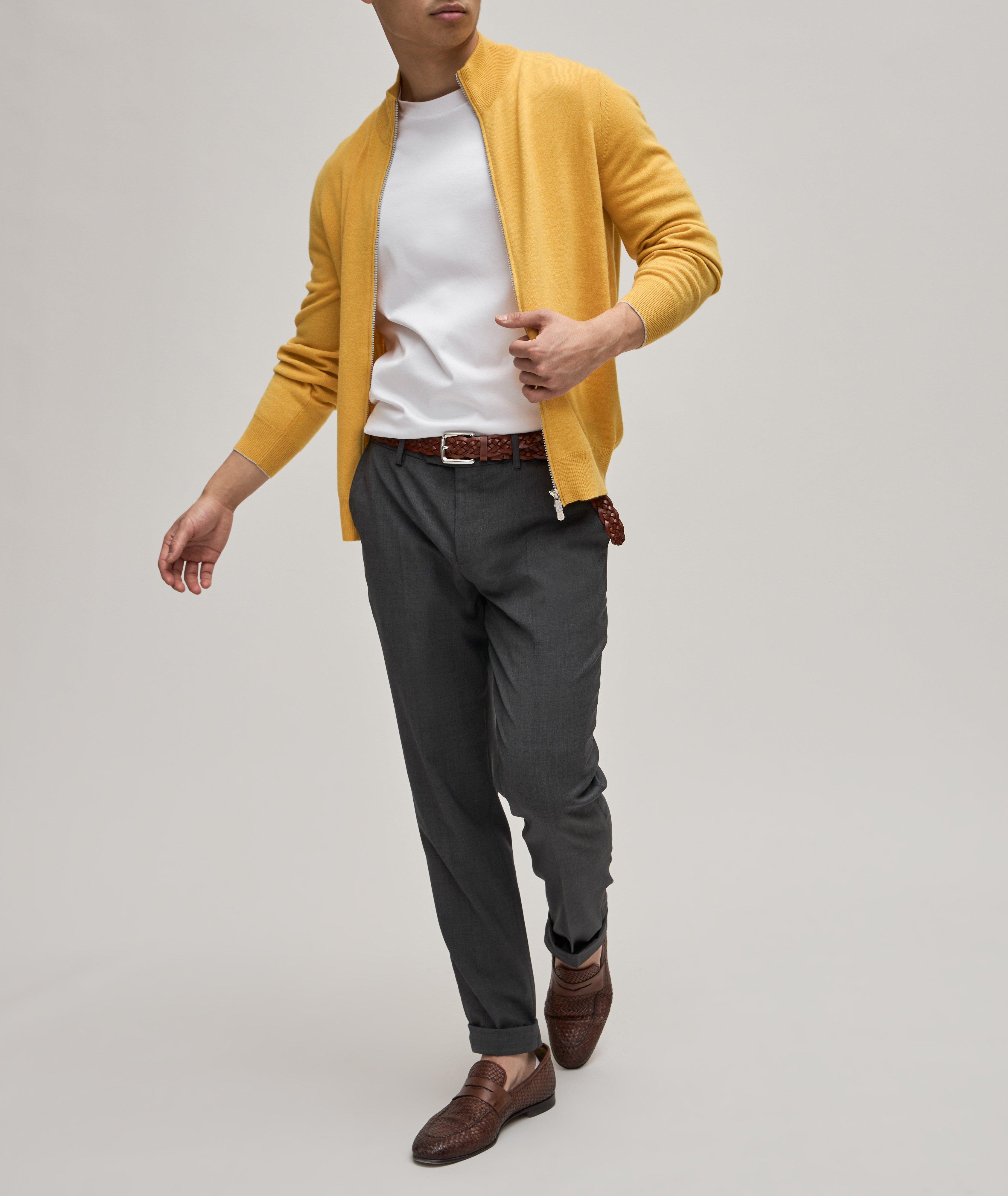 Pantalon habillé en laine à motif hachuré de coupe italienne image 1