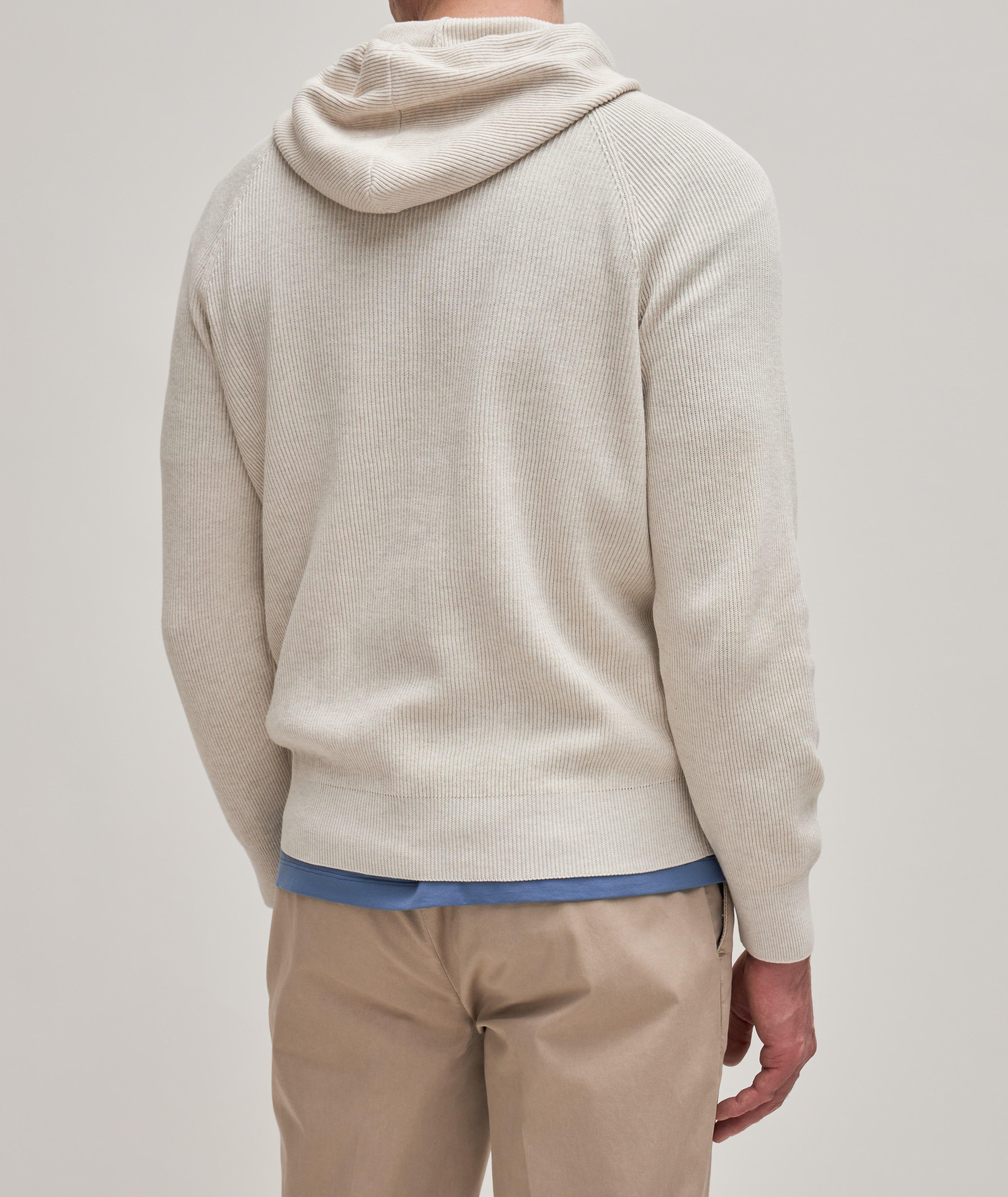 Cotton Rib Knit Hooded Pullover image 3
