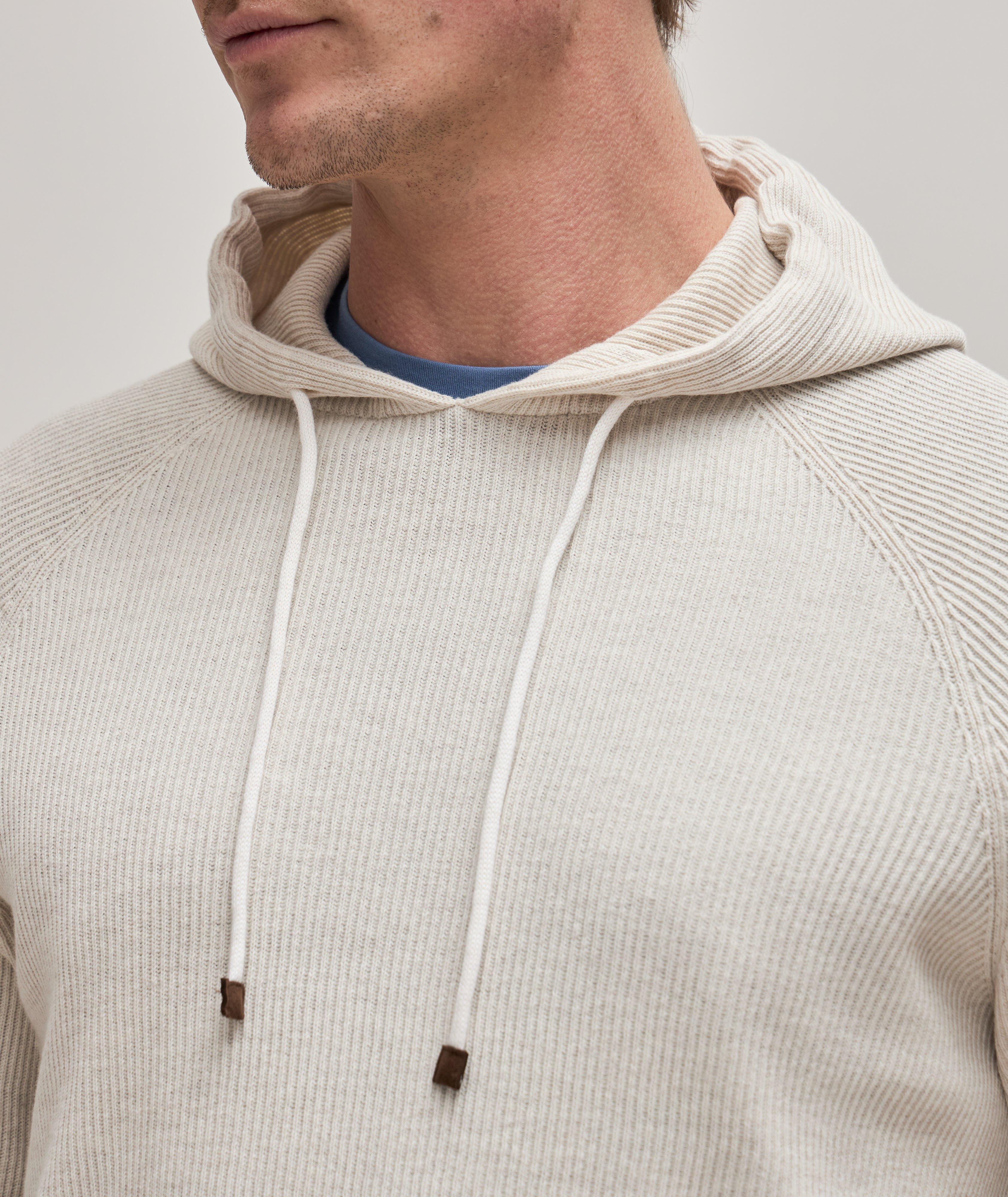 Pull en tricot côtelé de coton à capuchon image 4