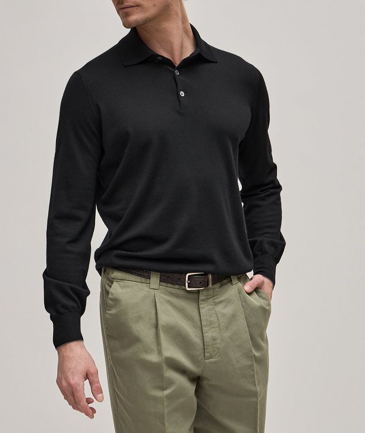 Long Sleeve Wool-Cashmere Polo image 1
