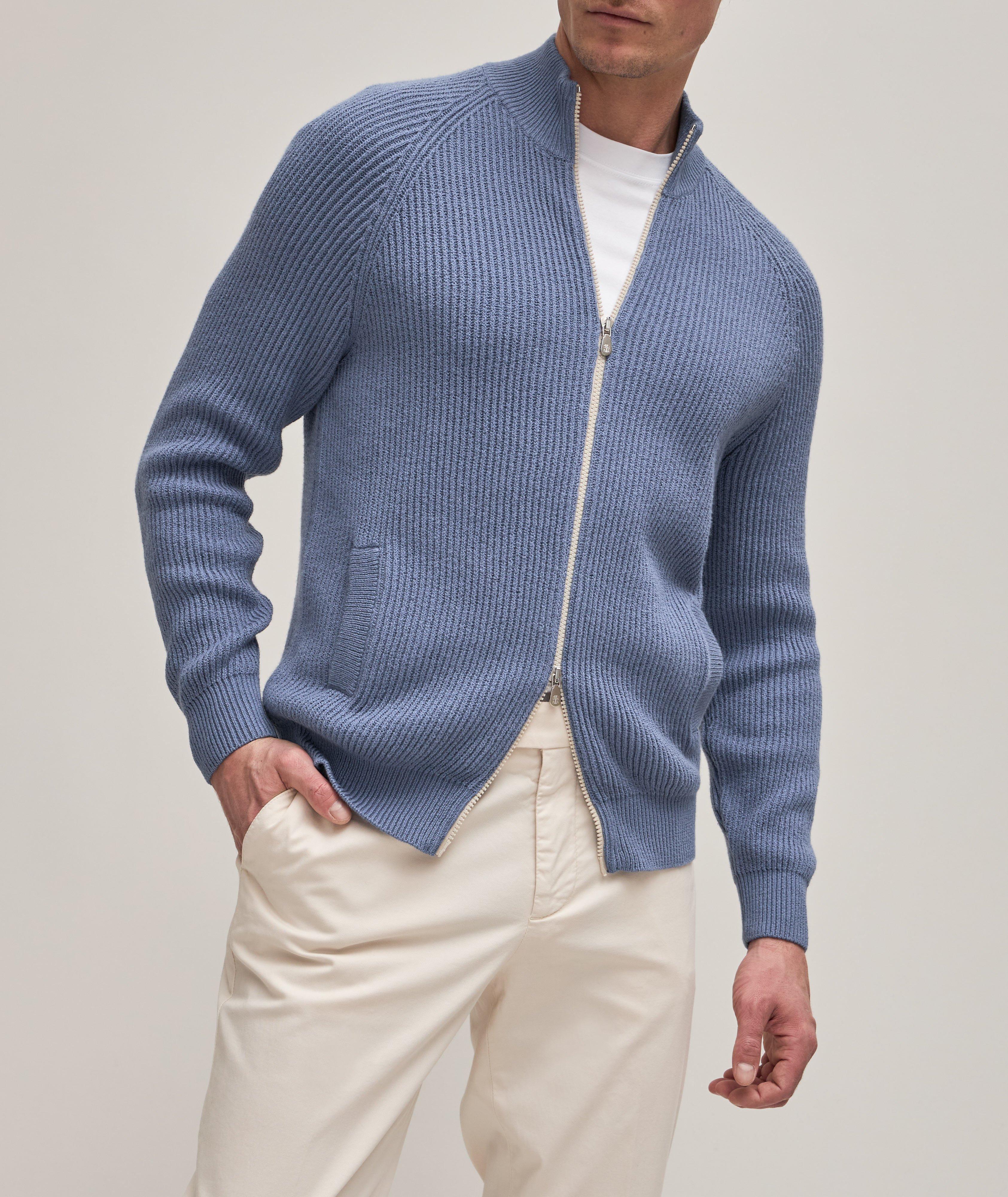 Cotton Rib Knitted Zip-Up Cardigan  image 2