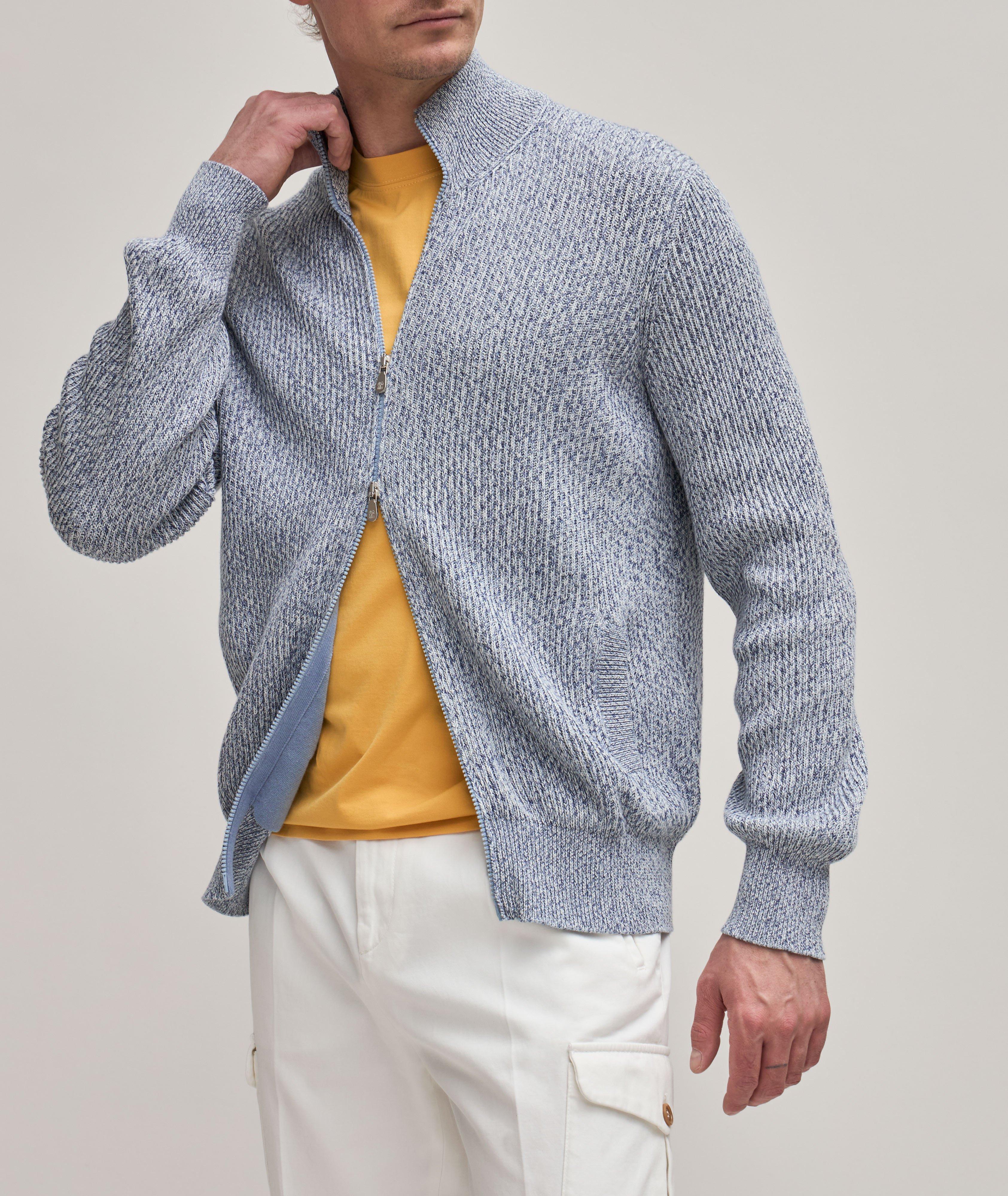 Cardigan en tricot côtelé de coton à glissière image 2