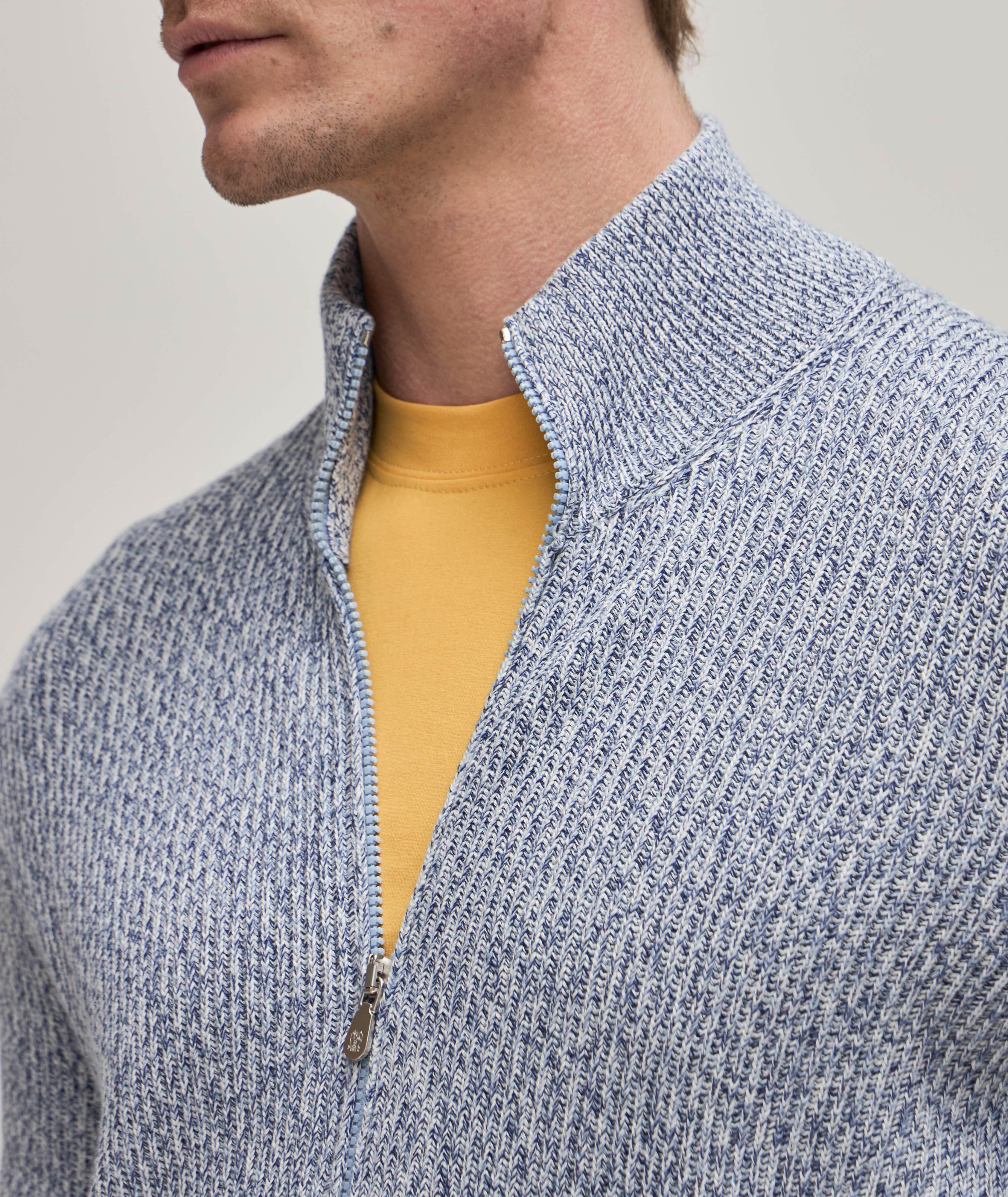 Cardigan en tricot côtelé de coton à glissière image 4