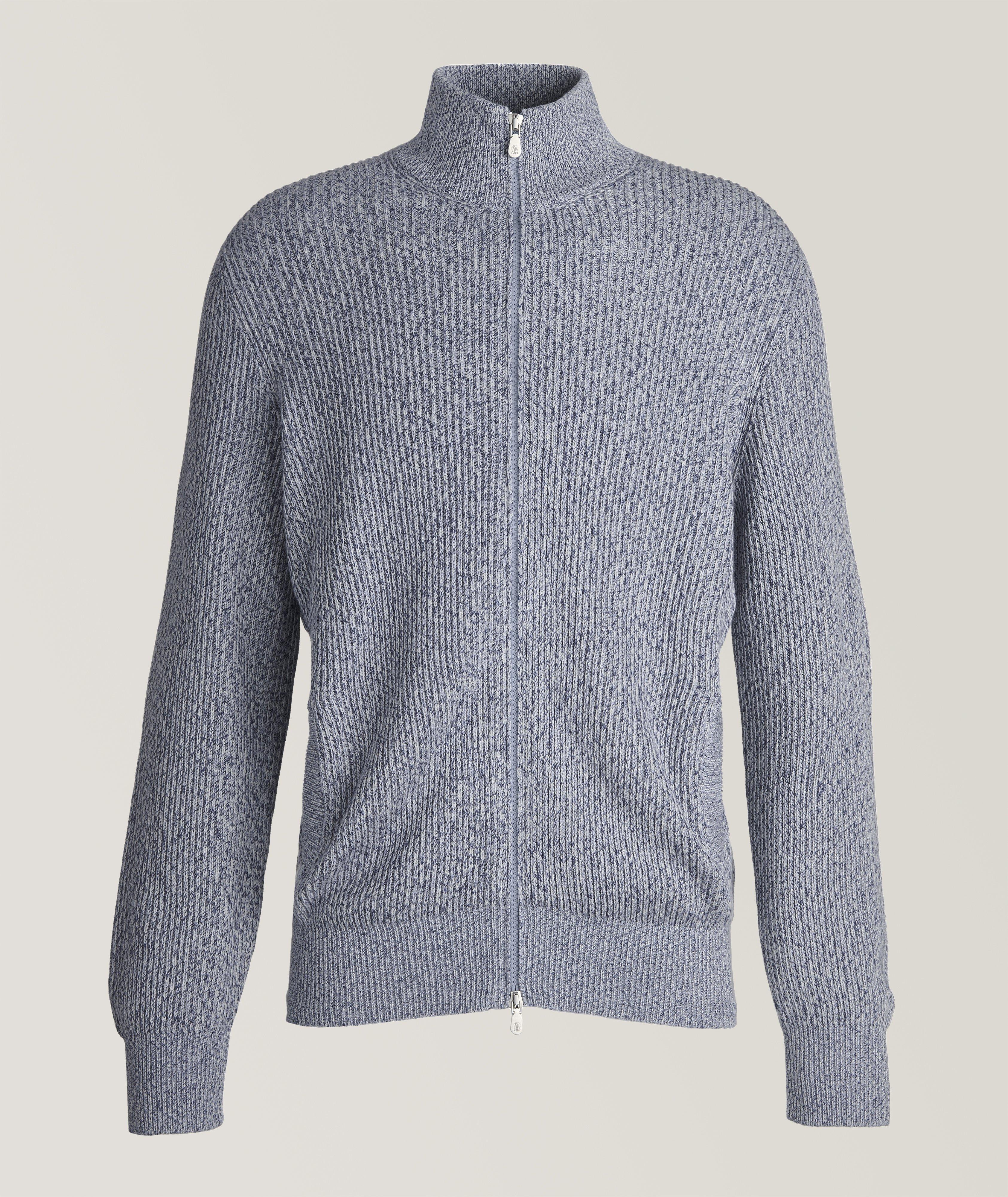 Cardigan en tricot côtelé de coton à glissière image 0