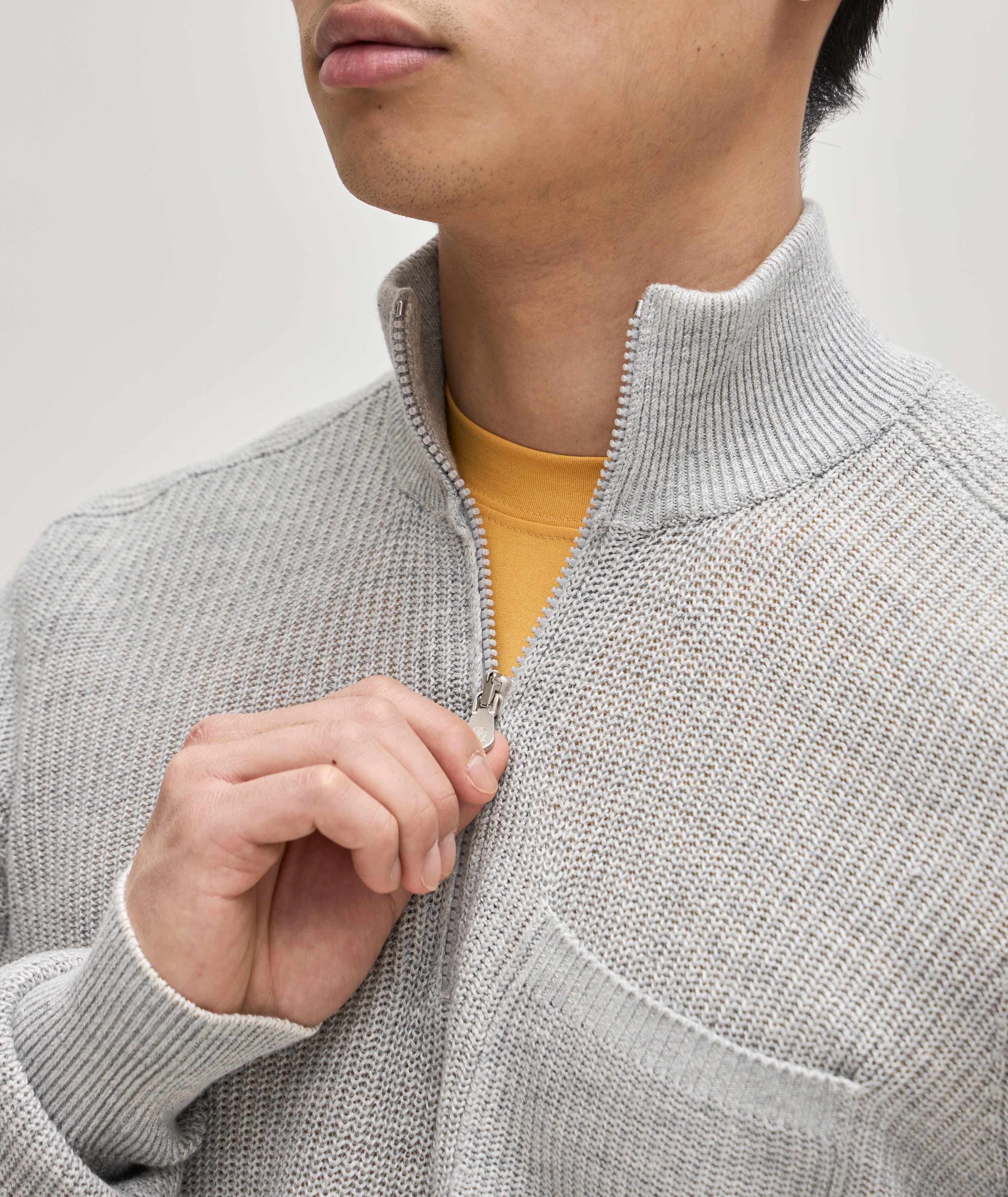 Half-Zip Cotton Rib Knit Sweater image 3