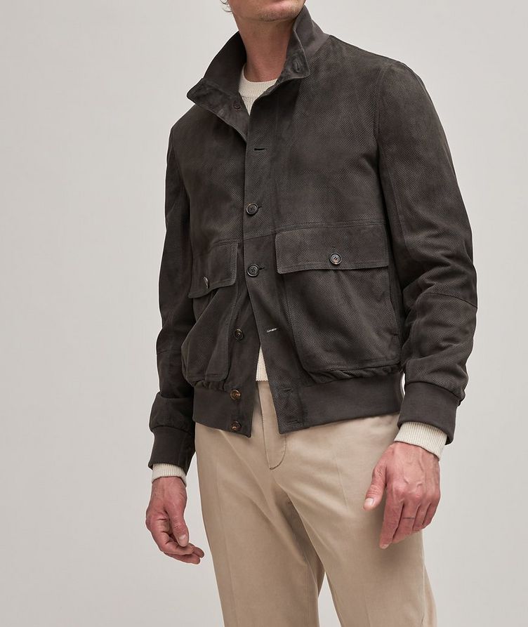 Perforated Suede Bomber Jacket image 2
