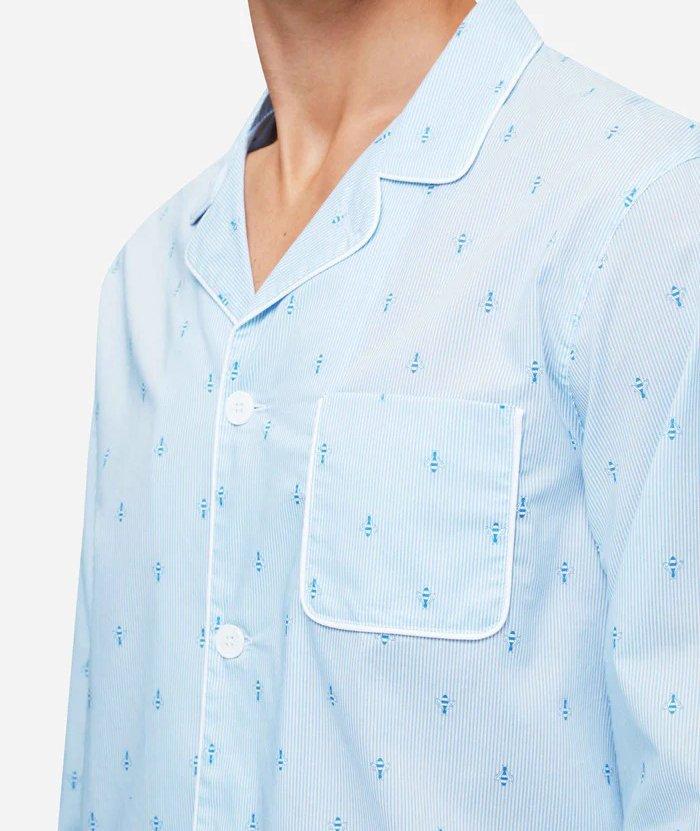 Nelson 94 Batiste Cotton Striped Bee Print Pajama Set image 4
