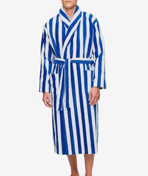 Derek Rose Men's Bathrobe Aston 31 Terry Cotton Blue