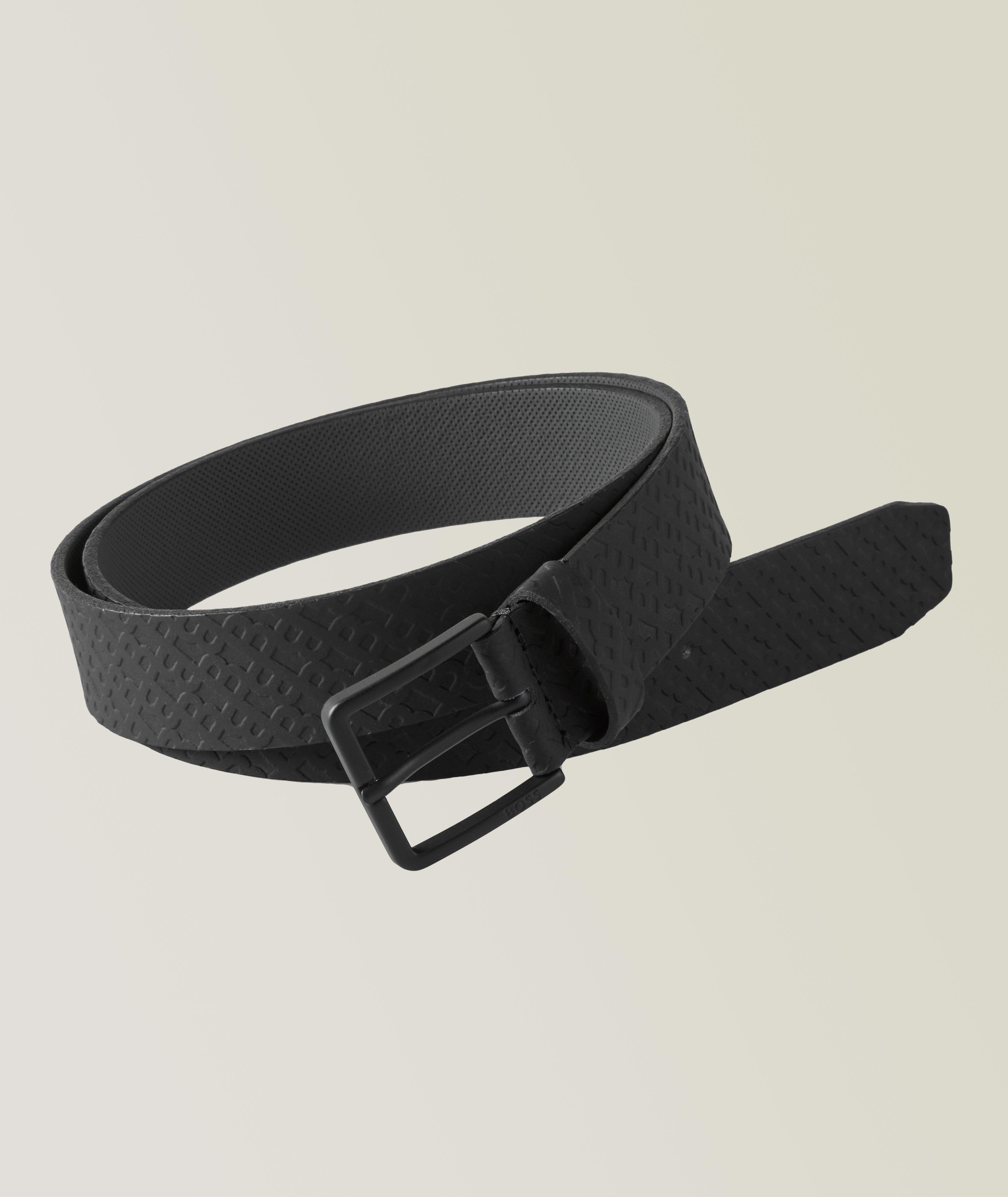 BOSS Monogram Print Rubberised-Leather Belt | Belts | Harry Rosen