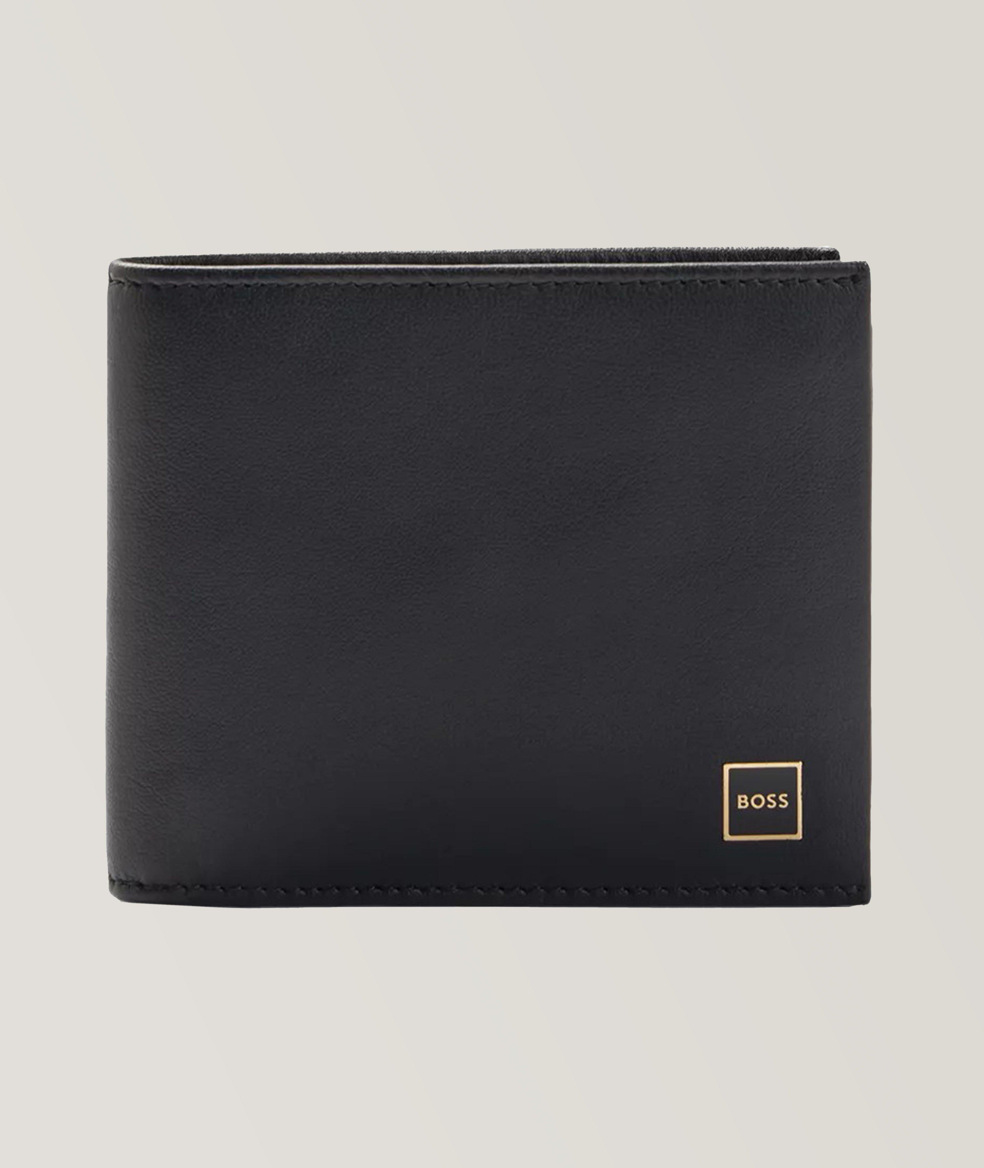 Portefeuille plié en cuir avec logo image 0