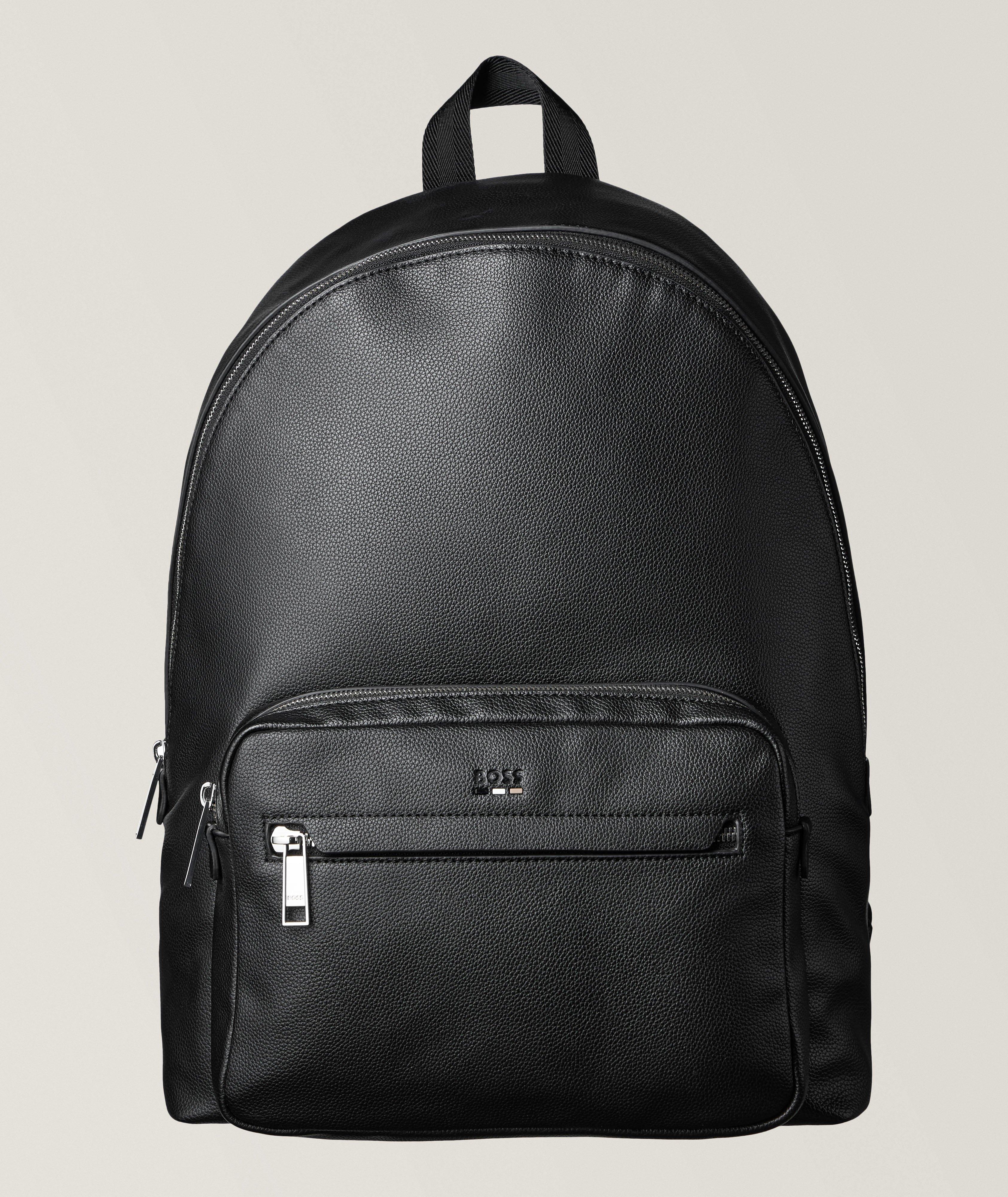 Ray Grained Leather Logo Embossed Backpack image 0