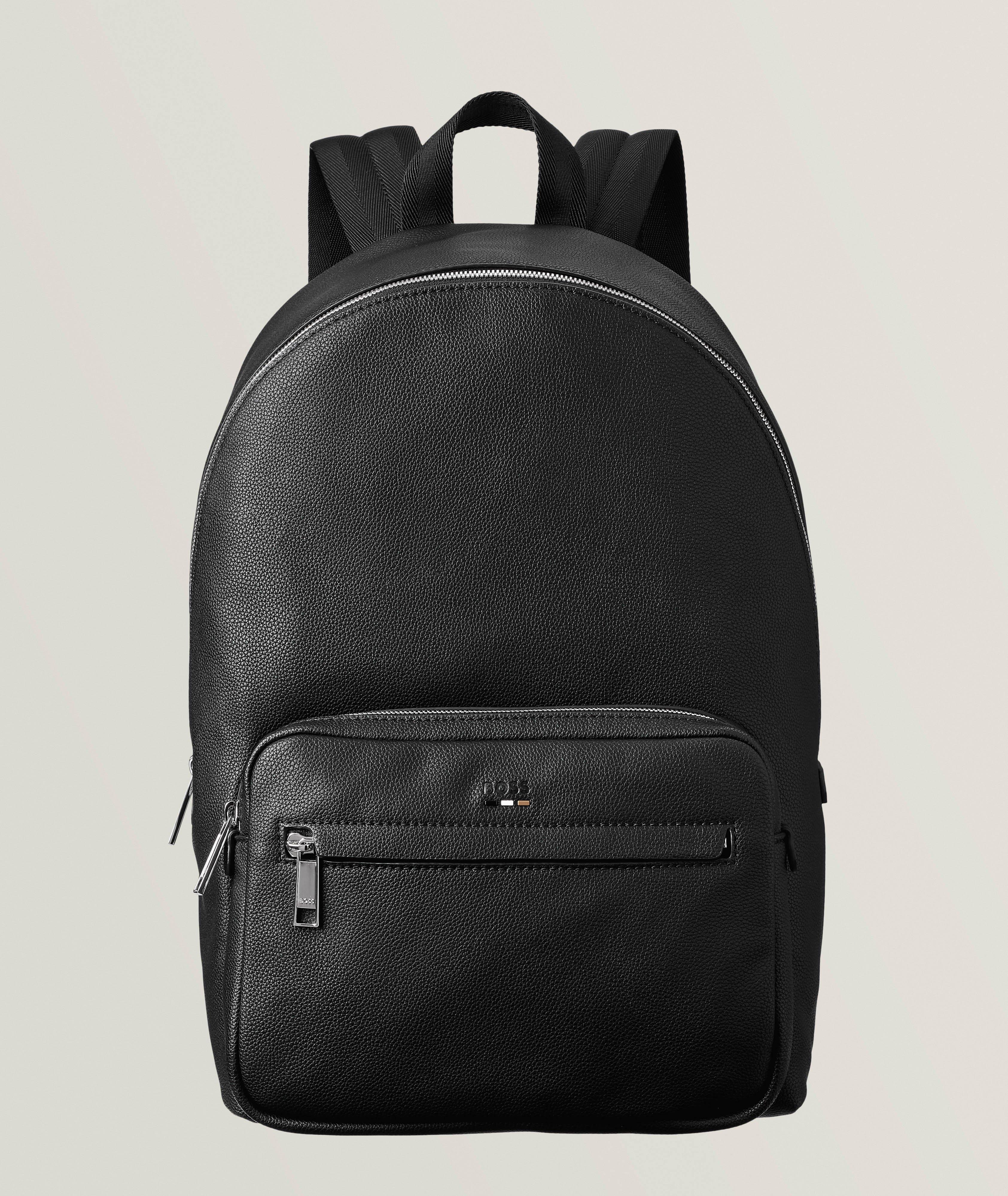 Ray Grained Leather Logo Embossed Backpack image 0