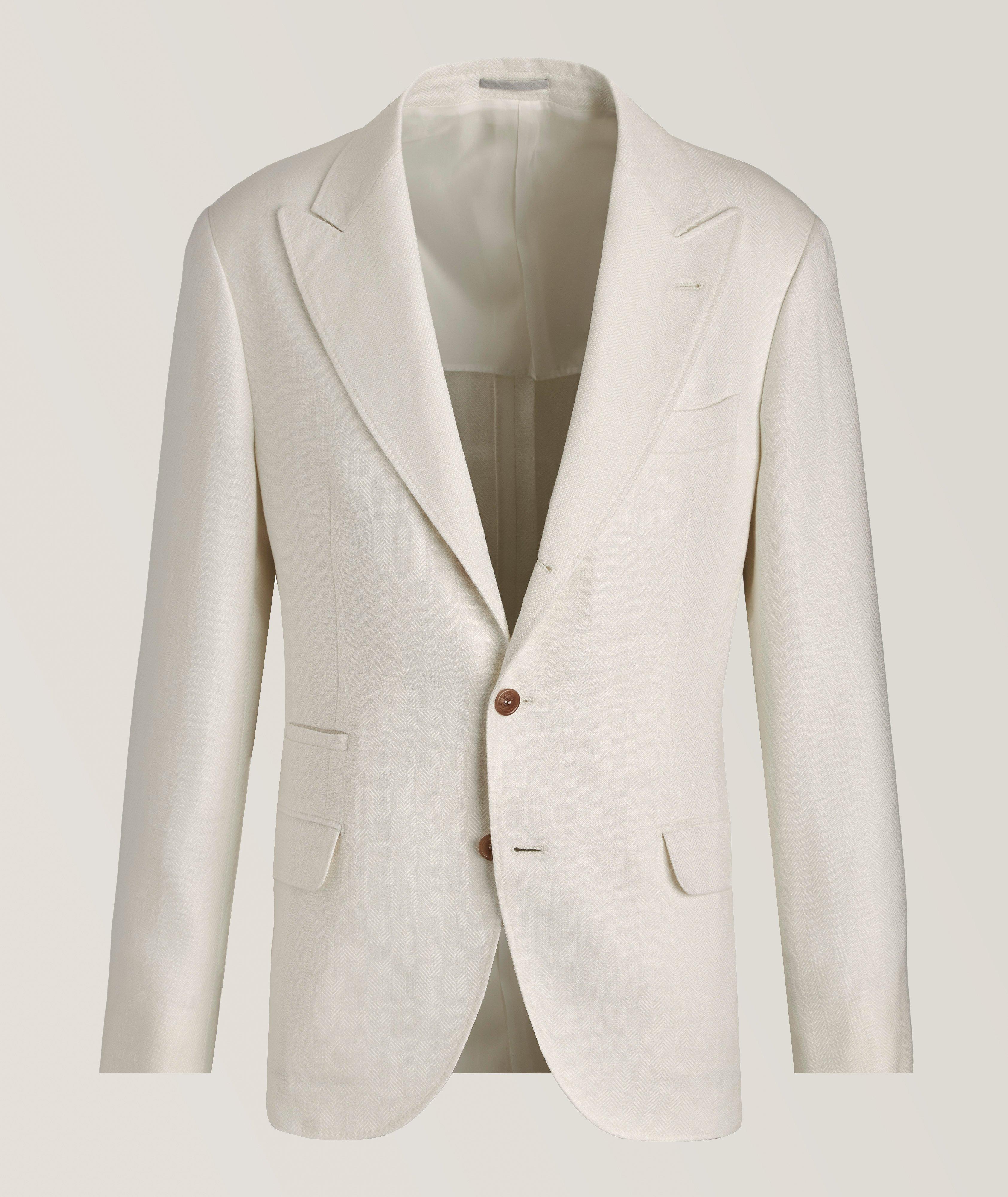 Brunello Cucinelli Linen-Wool-Silk Herringbone Unstructured Sports ...
