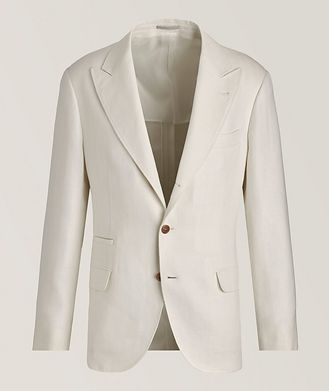 Brunello Cucinelli Linen-Wool-Silk Herringbone Unstructured Sports Jacket