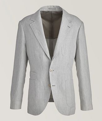 Brunello Cucinelli Unstructured Linen Striped Sports Jacket
