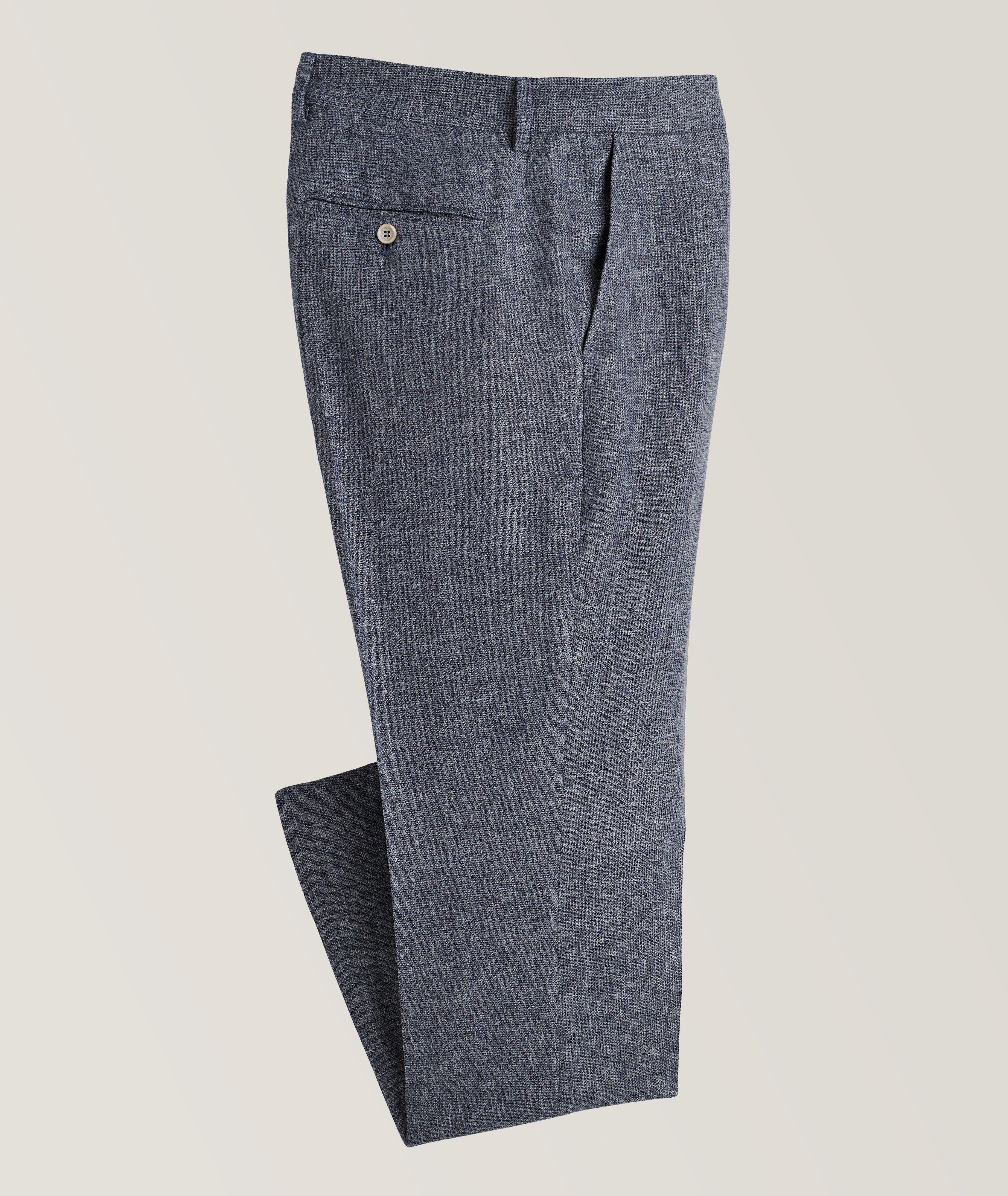 Brunello Cucinelli Linen-Wool-Silk Crosshatch Dress Pants