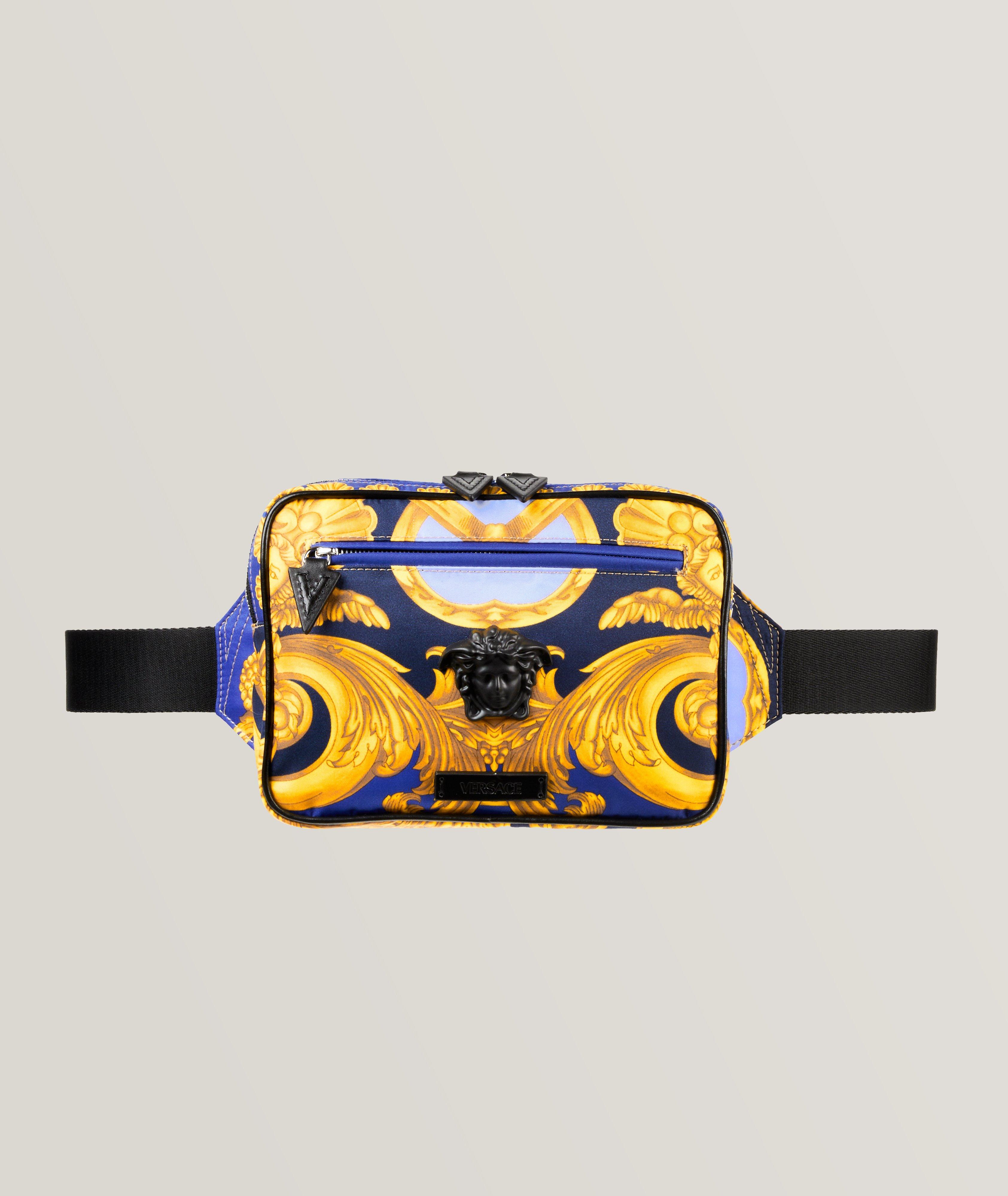 Harry Rosen Nylon-Leather Barocco Motif Belt Bag. 1