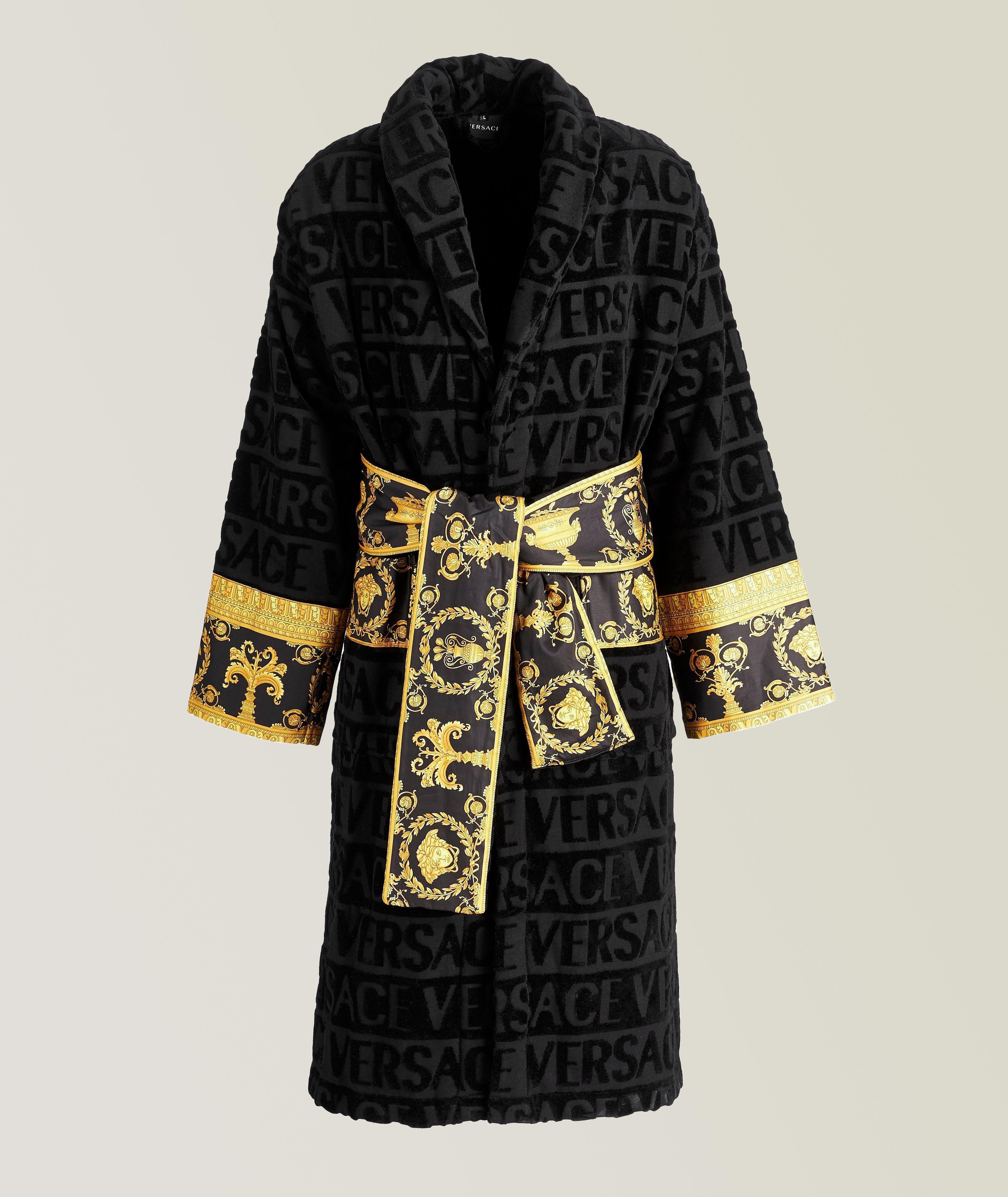 Hooded Logo Embossed Cotton Medusa Robe image 0