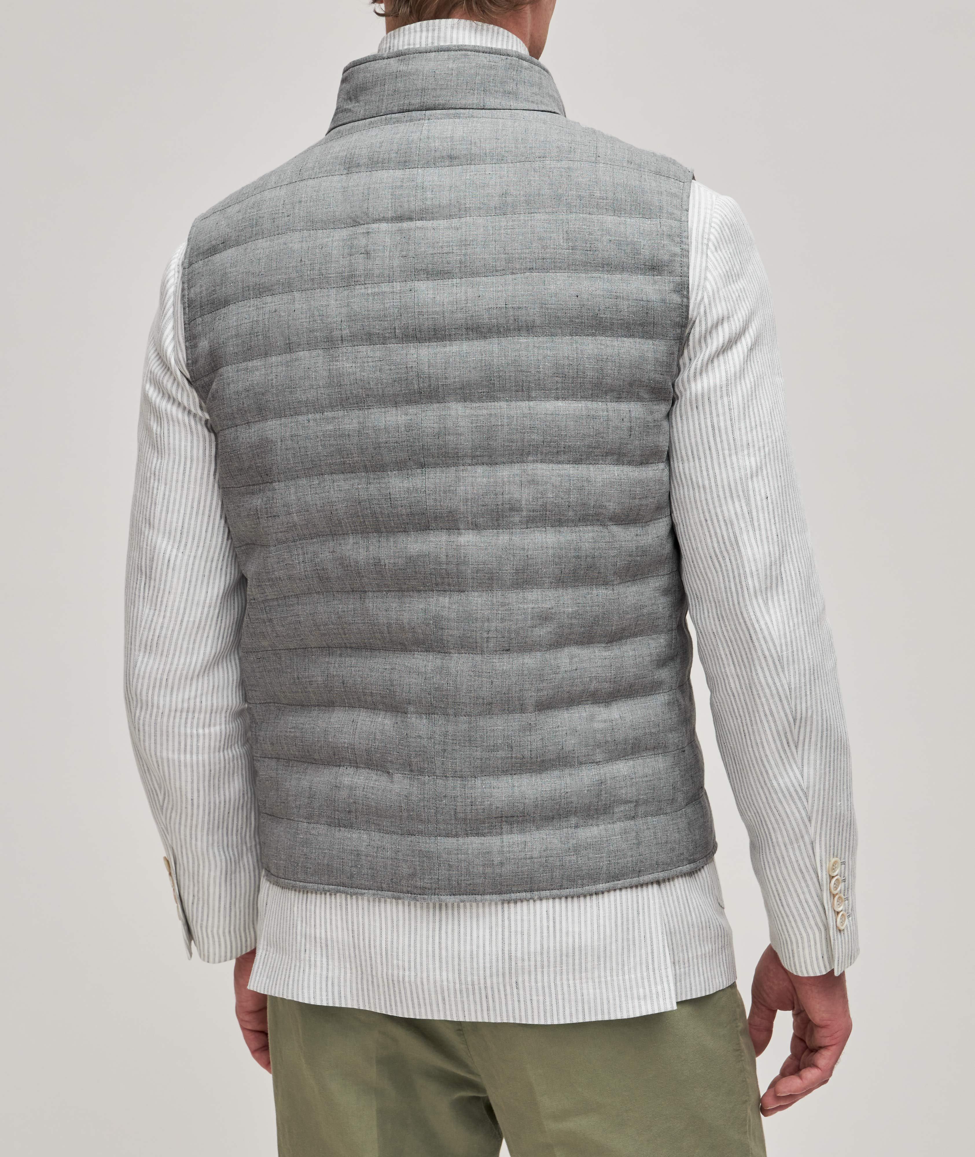 Veste en lin, en laine et en duvet à motif hachuré image 3
