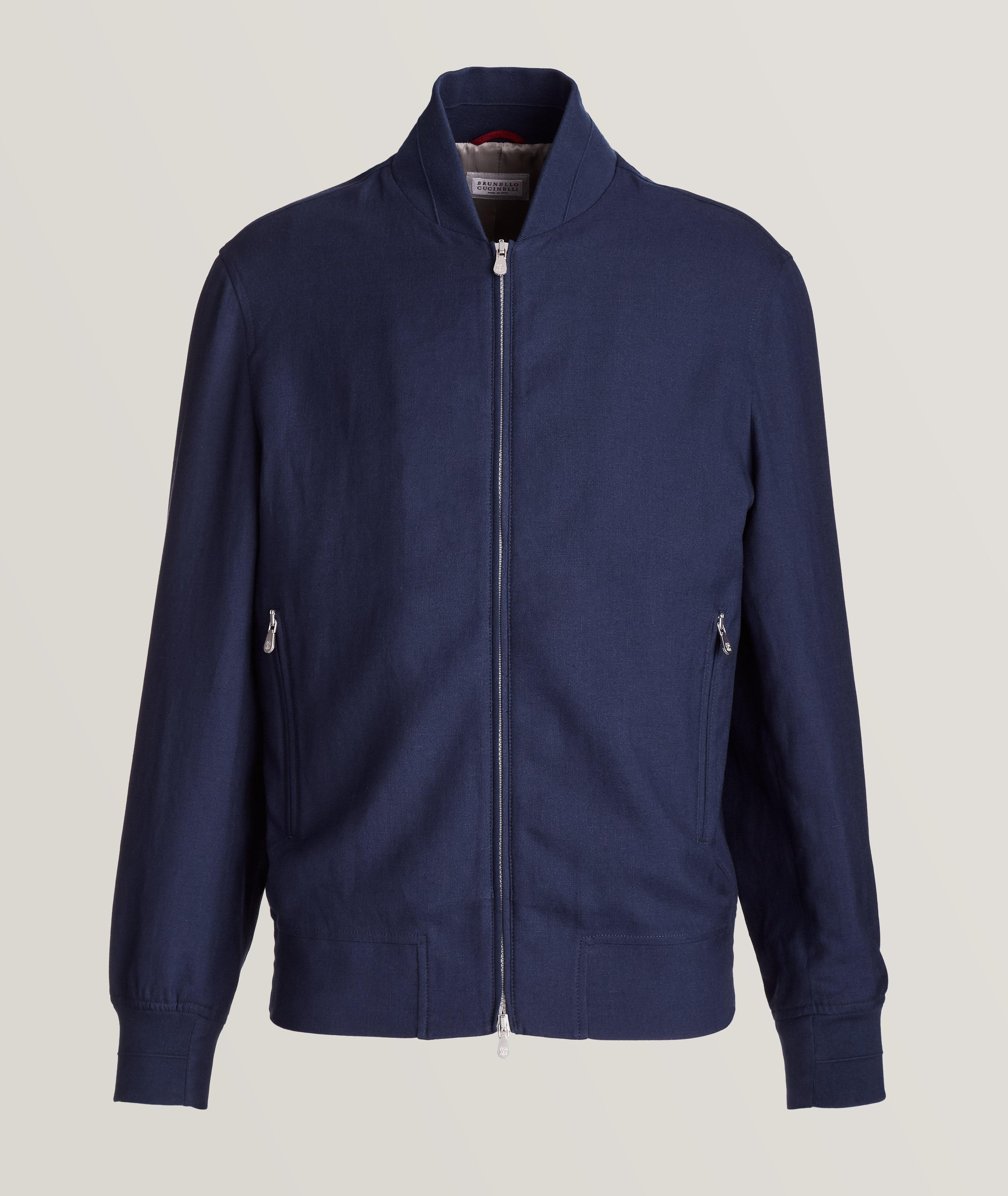 Brunello Cucinelli Two-Way Linen-Wool Zip Up Bomber Jacket | Coats ...